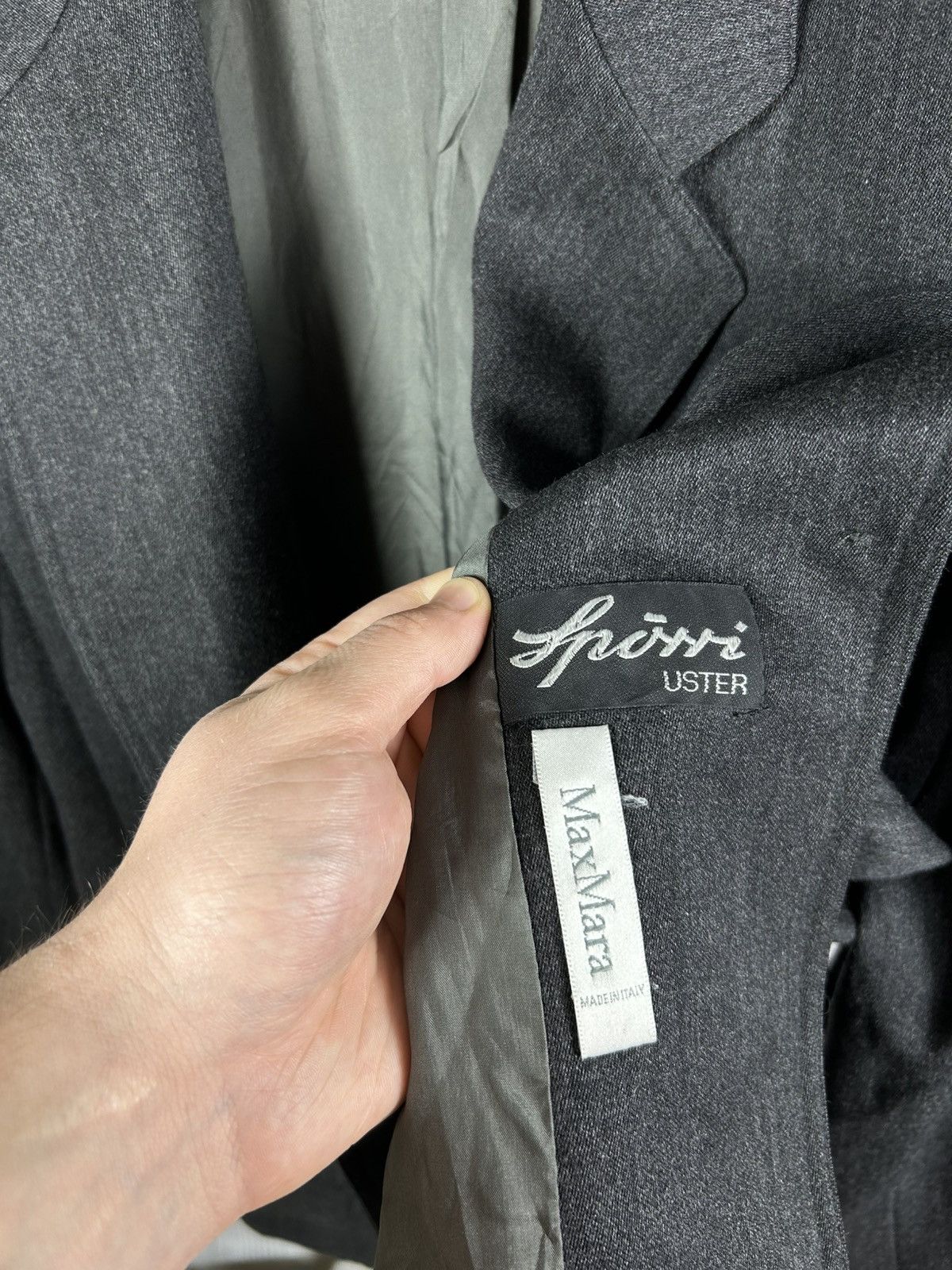 Max Mara Vintage MaxMara Grey Virgin Wool Blazer Jacket Made in Italy Size L / US 10 / IT 46 - 10 Thumbnail