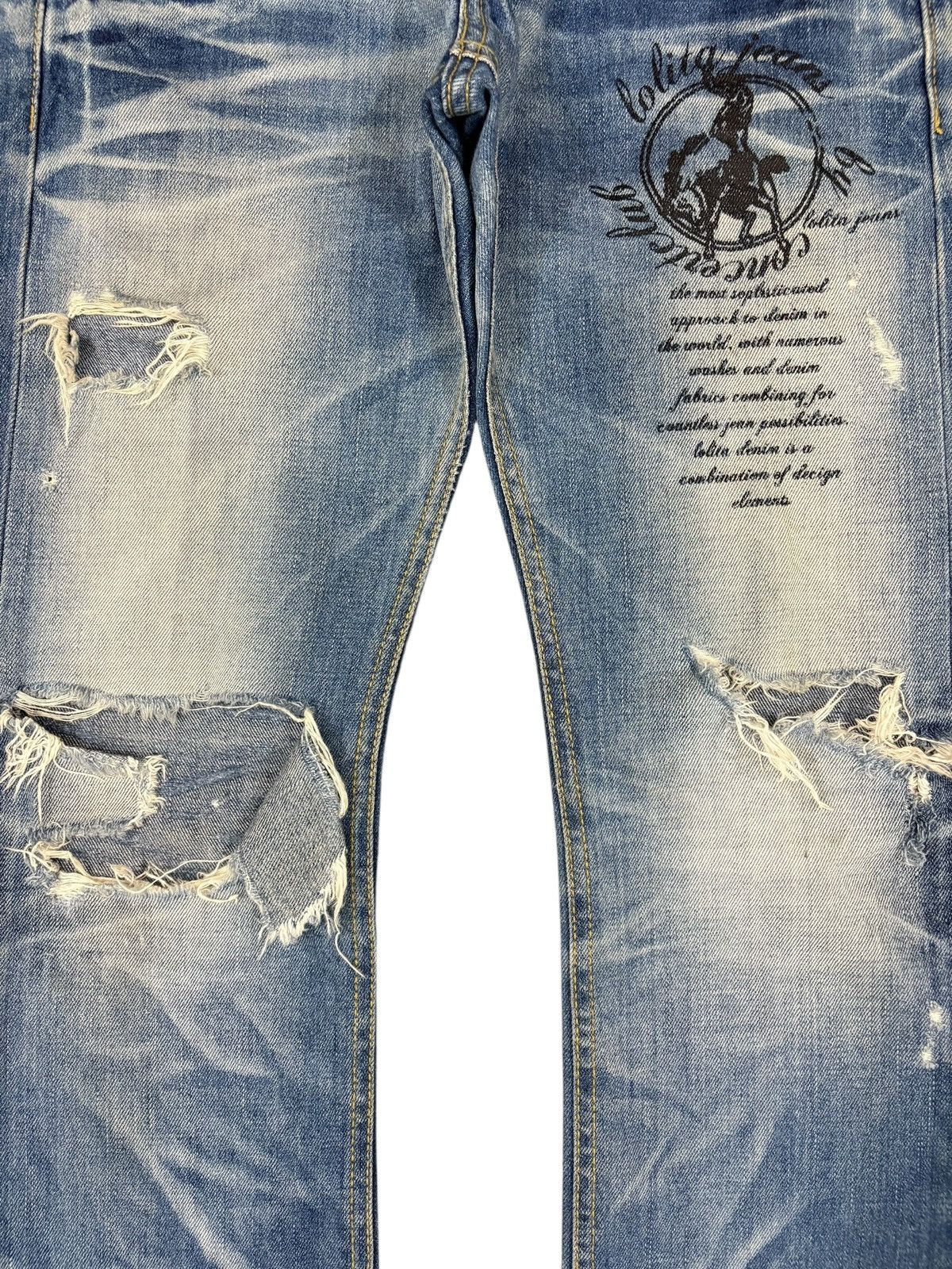 Hysteric Glamour Vintage Lolita Punk Printed Faded Wash Distress Jeans Size 31" - 5 Thumbnail