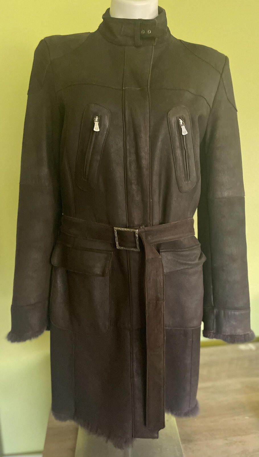 Versace Jeans Couture Versace Genuine Suede Goat Fur Black Shearling Coat Sz S Size S / US 4 / IT 40 - 2 Thumbnail