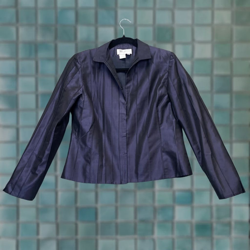 Vintage VTG Worth Top Blouse Shirt Purple Silk Lined 8P Petite Collared Long Sleeve Dry Clean Only Womens Size M / US 6-8 / IT 42-44 - 1 Thumbnail
