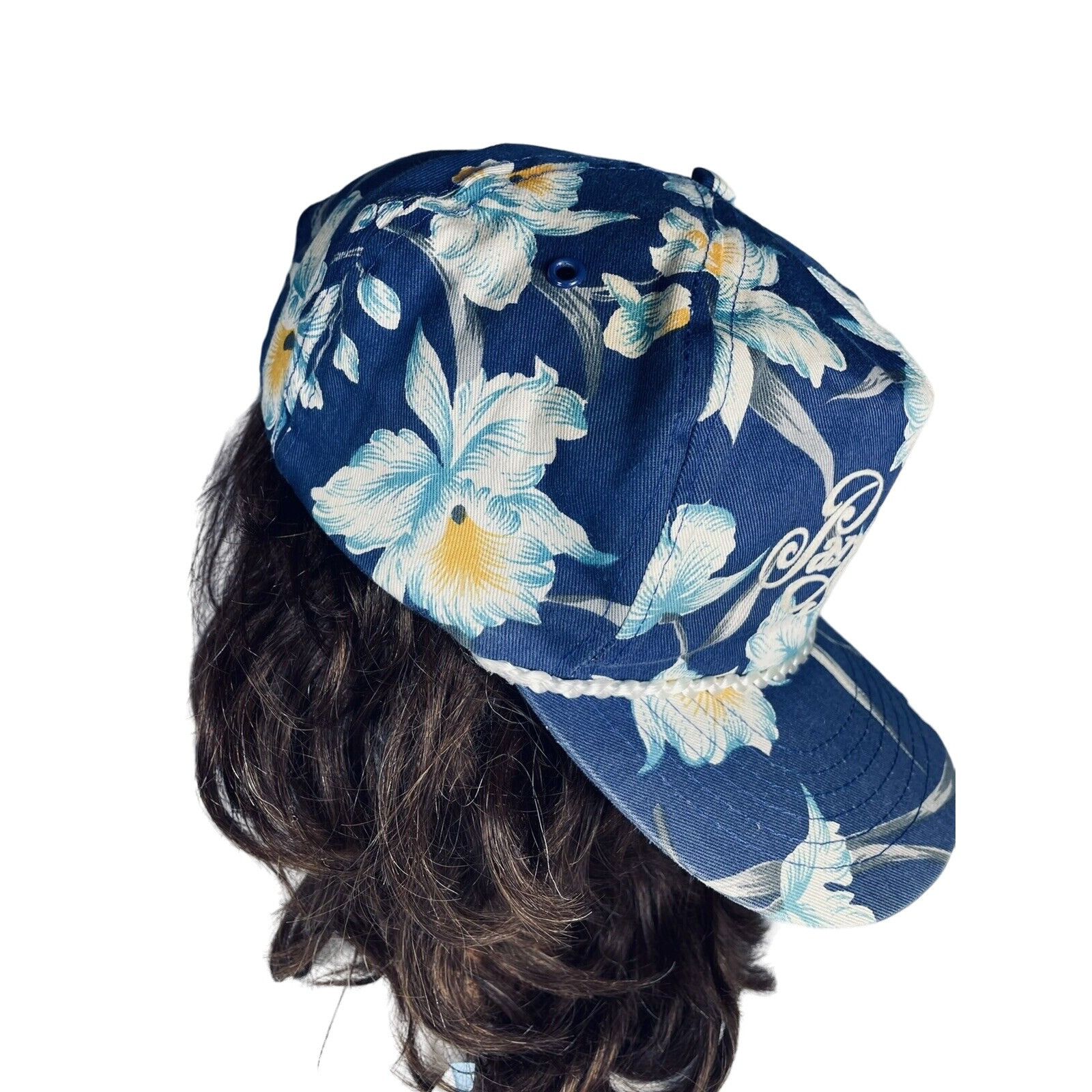 Vintage Park City San Sun Tropical Hawaiian Orchid Baseball Hat Blue Size ONE SIZE - 8 Thumbnail