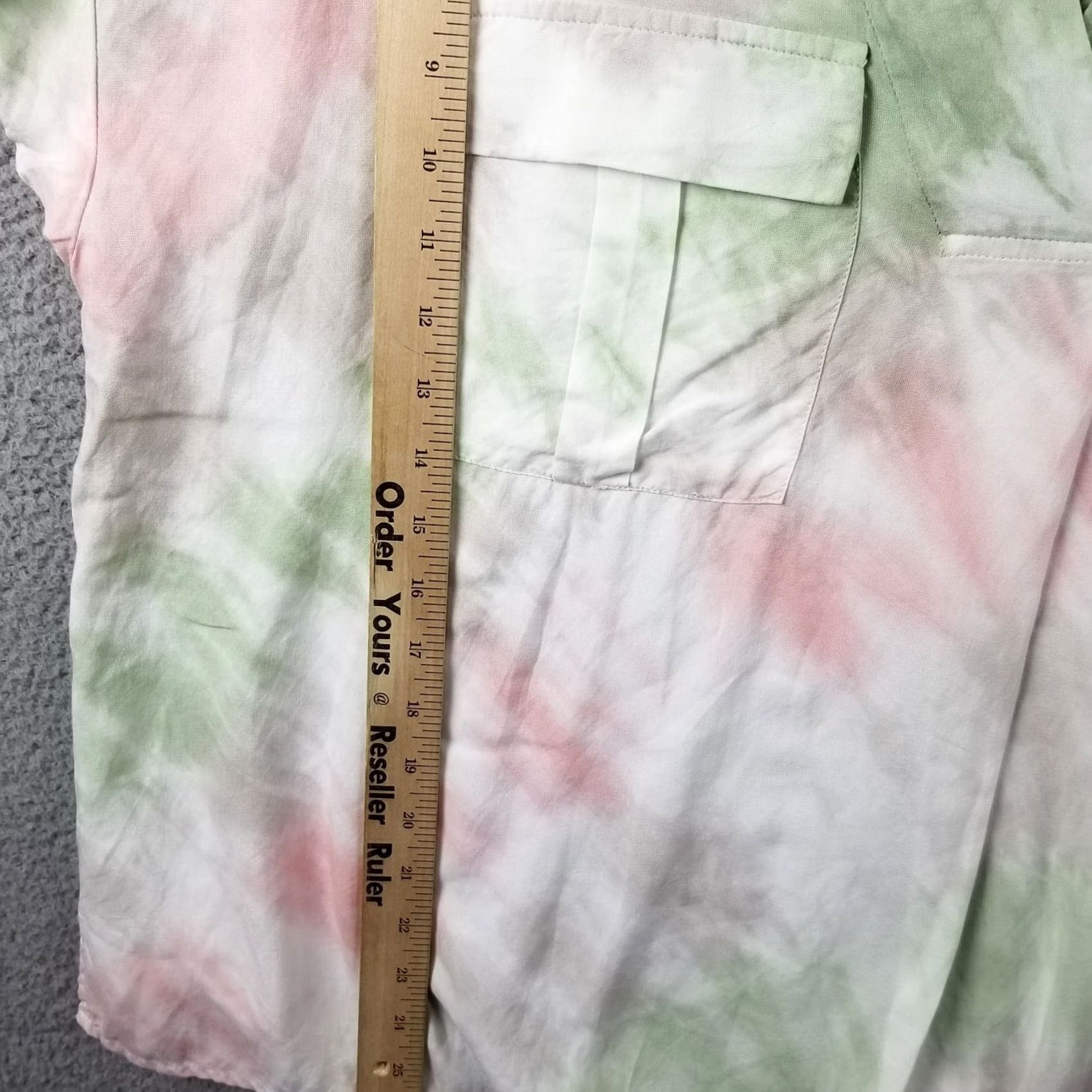 Vintage Cafe Marrakesh Blouse Women XL Stripes Rayon Top Short Sleeves Light Tie Dye Size XL / US 12-14 / IT 48-50 - 3 Thumbnail