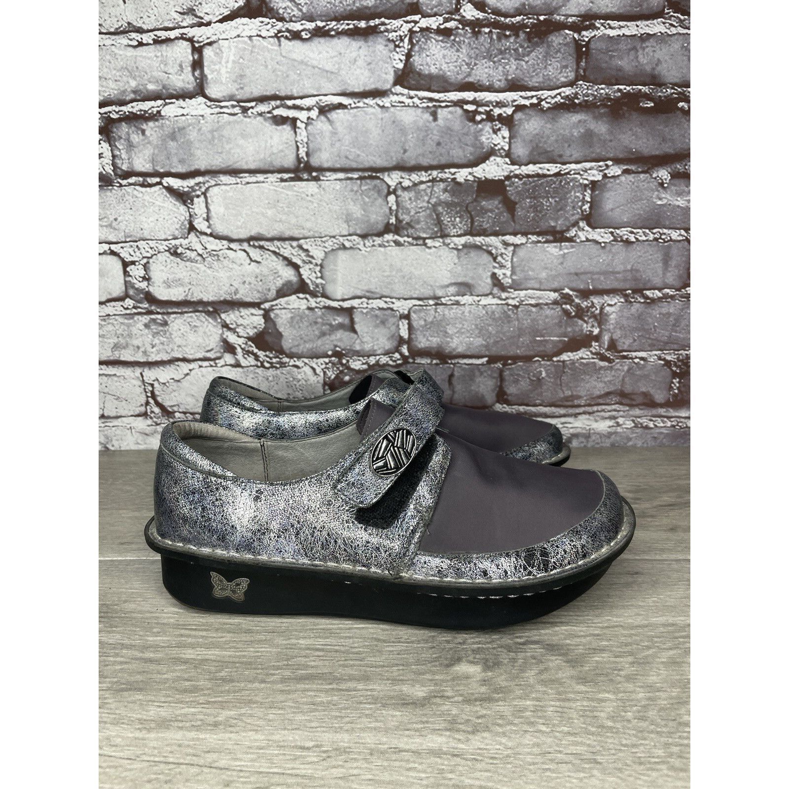 Allegri Alegria DEN-735 MOON SHADOW Gray Leather Shoes Slip-On Clogs Size US 9 / IT 39 - 3 Thumbnail