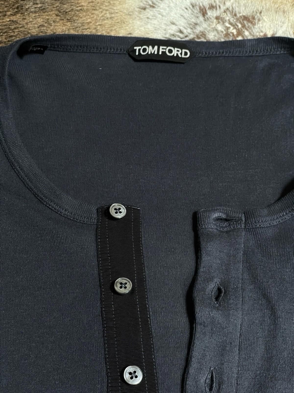 Tom Ford Tom Ford ribbed Henley T-Shirt in navy — modal and cotton Size US XL / EU 56 / 4 - 10 Thumbnail