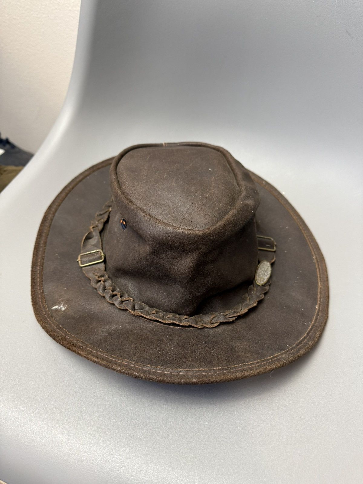 Leather American Cowboy Hat Australian Western Aussie Brown Leather Size ONE SIZE - 4 Thumbnail