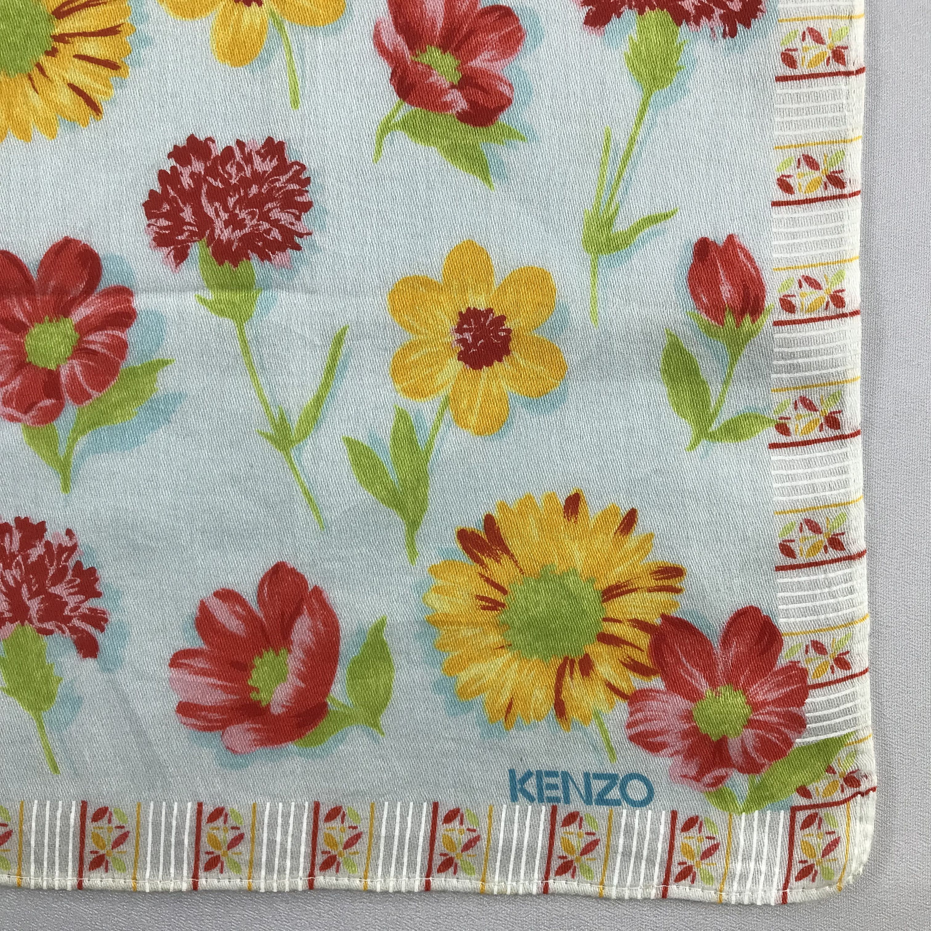 Kenzo Kenzo Floral Handkerchief / Bandana / Neckerchief C659 Size ONE SIZE - 5 Thumbnail