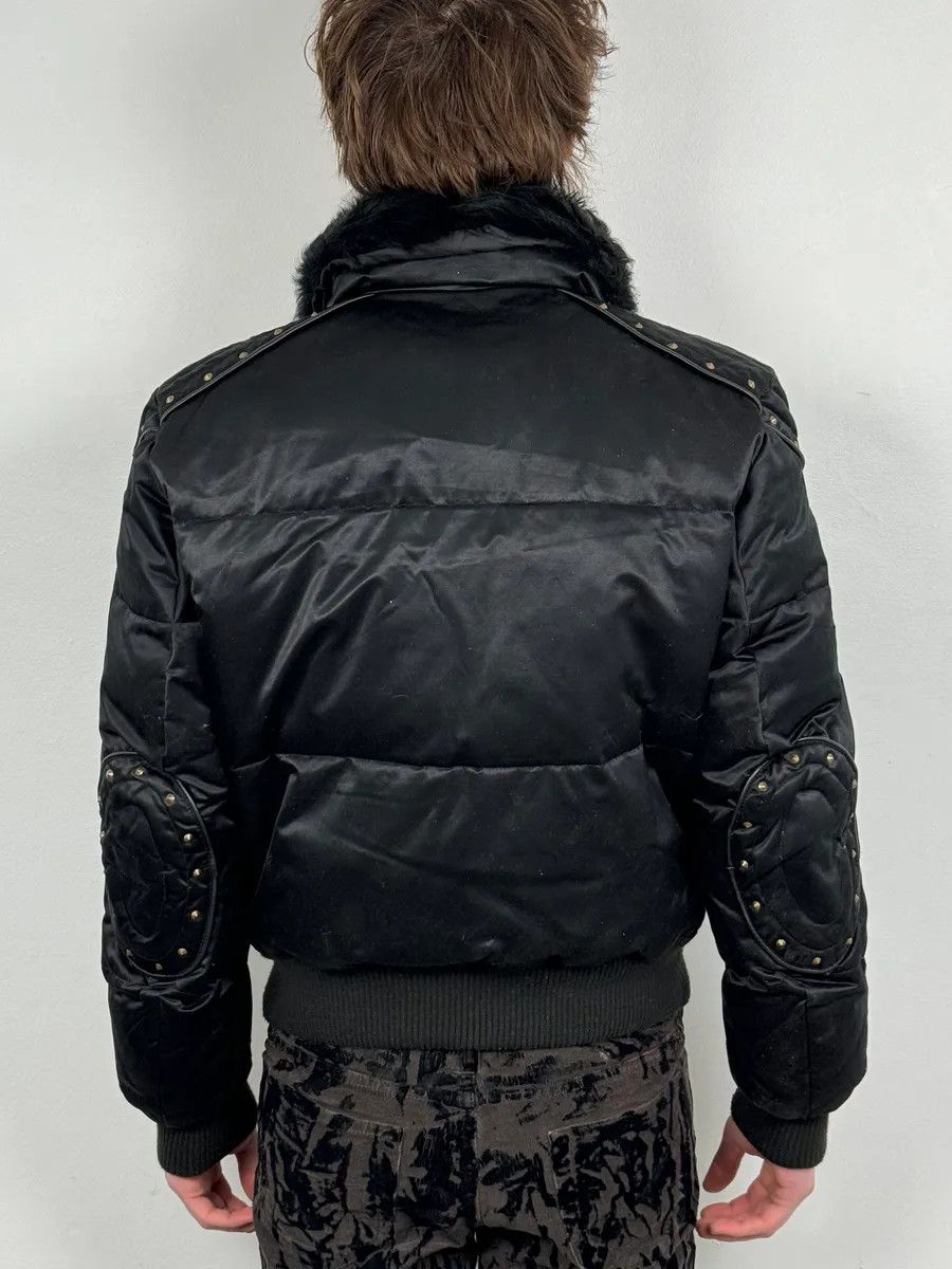Roberto Cavalli 2000s Cavalli Fur Collar Black Puffer Studded Jacket Size US M / EU 48-50 / 2 - 3 Thumbnail