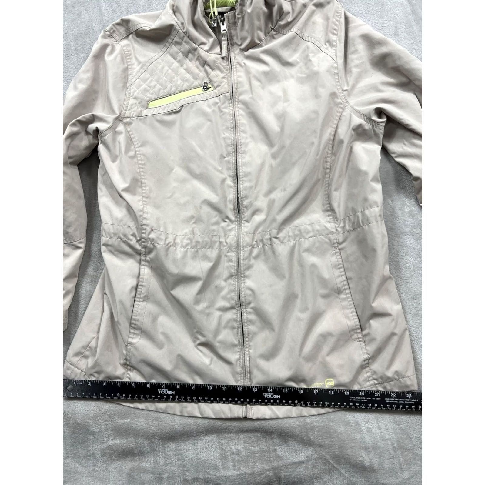 Free Country Free Country Rain Coat Jacket Womens Hooded XL Tan/Neon Yellow Rain Coat Zipper Polyester Coat Size XL / US 12-14 / IT 48-50 - 3 Thumbnail