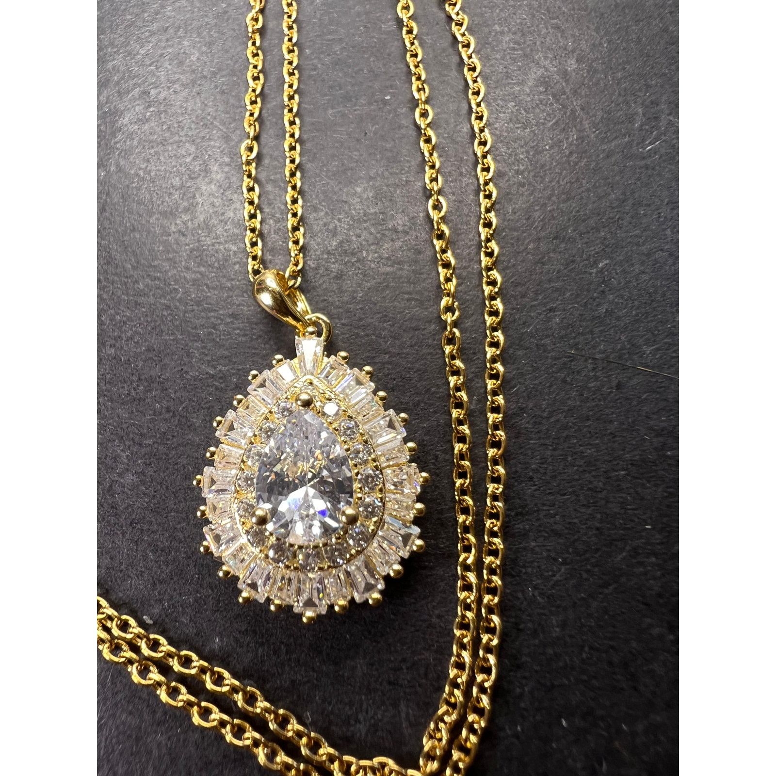 Other CZ ygp over 925 pendant with ygp over stainless steel chain Size ONE SIZE - 8 Thumbnail