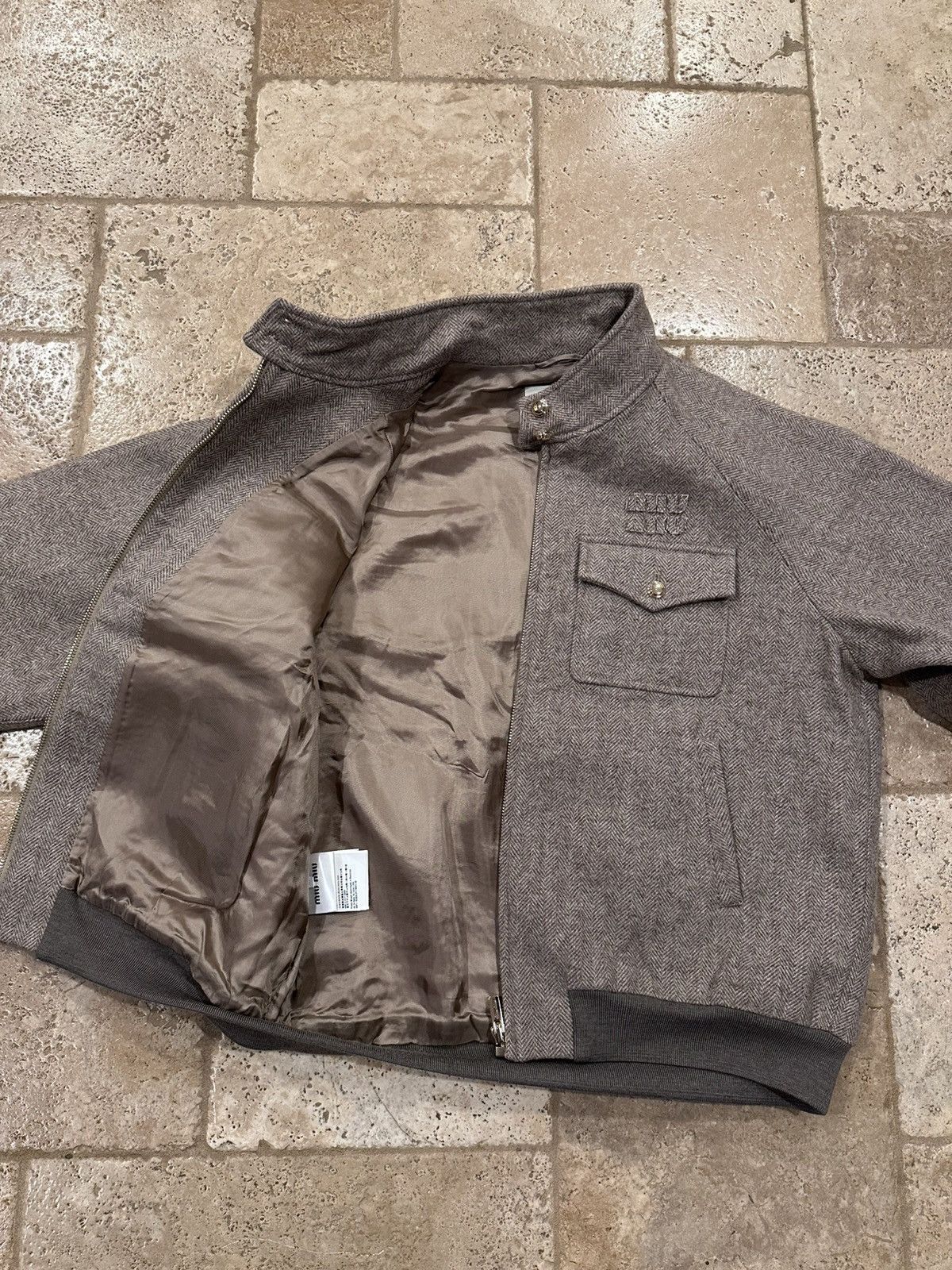 Miu Miu Miu Miu Brown / Biege Chevron Cord Logo Blouson Zip Jacket Size M / US 6-8 / IT 42-44 - 11 Thumbnail