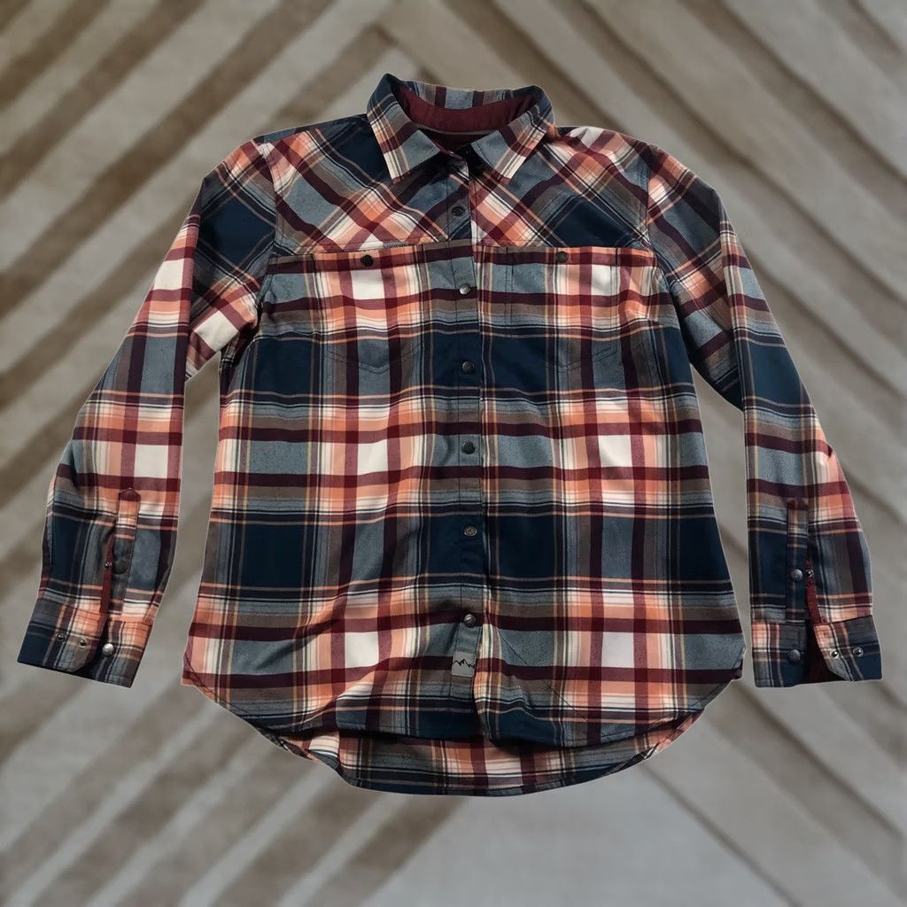 Vintage Legendary Outdoors Women L Plaid Flannel Snap Button Shirt Blue Orange Size L / US 10 / IT 46 - 1 Thumbnail
