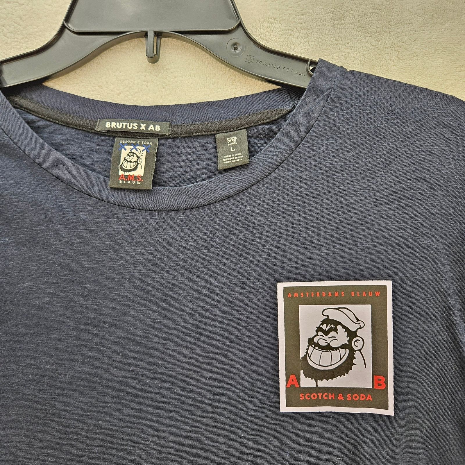 Scotch & Soda SCOTCH & SODA X BRUTUS POPEYES MEN'S LARGE NAVY BLUE TEE Size US L / EU 52-54 / 3 - 2 Thumbnail