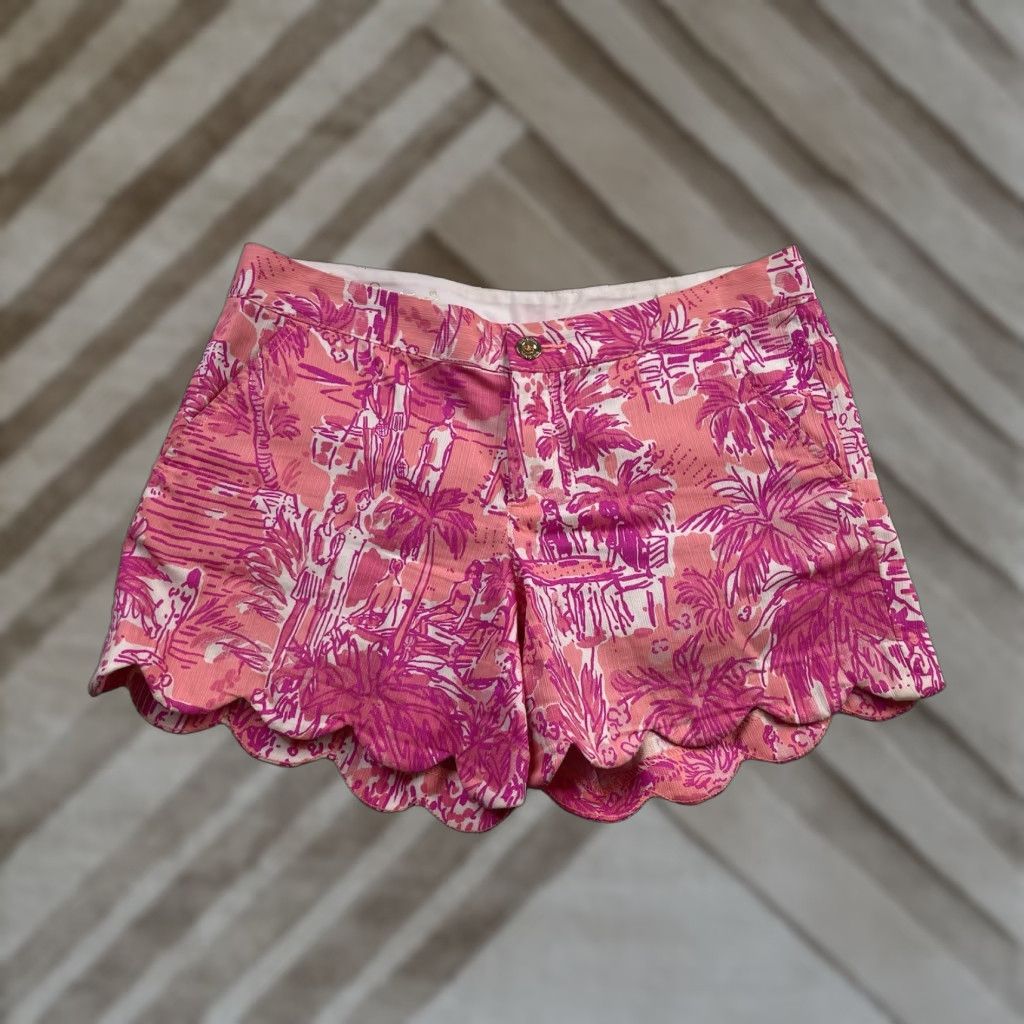 Lilly Pulitzer Lilly Pulitzer Shorts Sz 4 Pink Floral Print 19986 Womens Regular 100% Cotton Chino Beach Spring Summer Multicolor Floral Pattern Low Rise 5 In Inseam Size 27" / US 4 / IT 40 - 1 Thumbnail