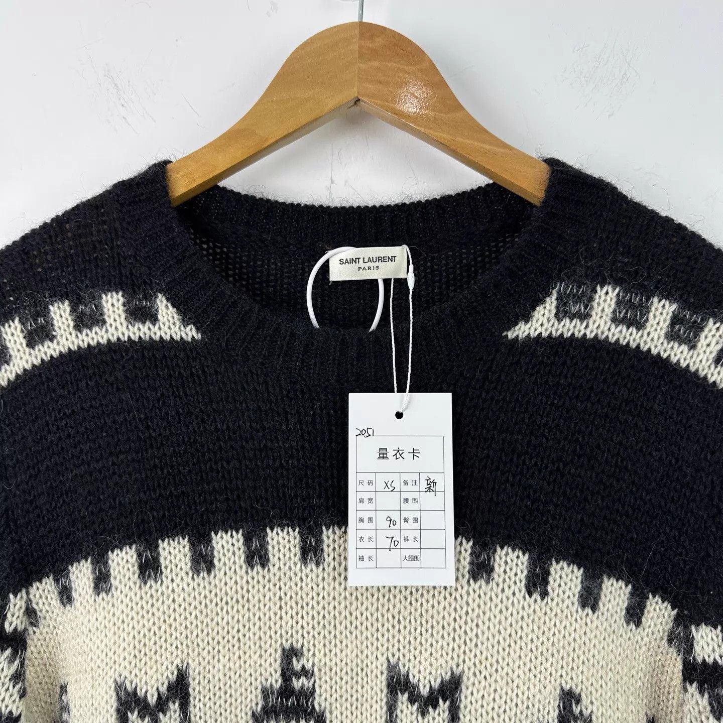 Saint Laurent Paris Saint Laurent Black & White Robot Jacquard Sweater XS Size XS / US 0-2 / IT 36-38 - 3 Thumbnail