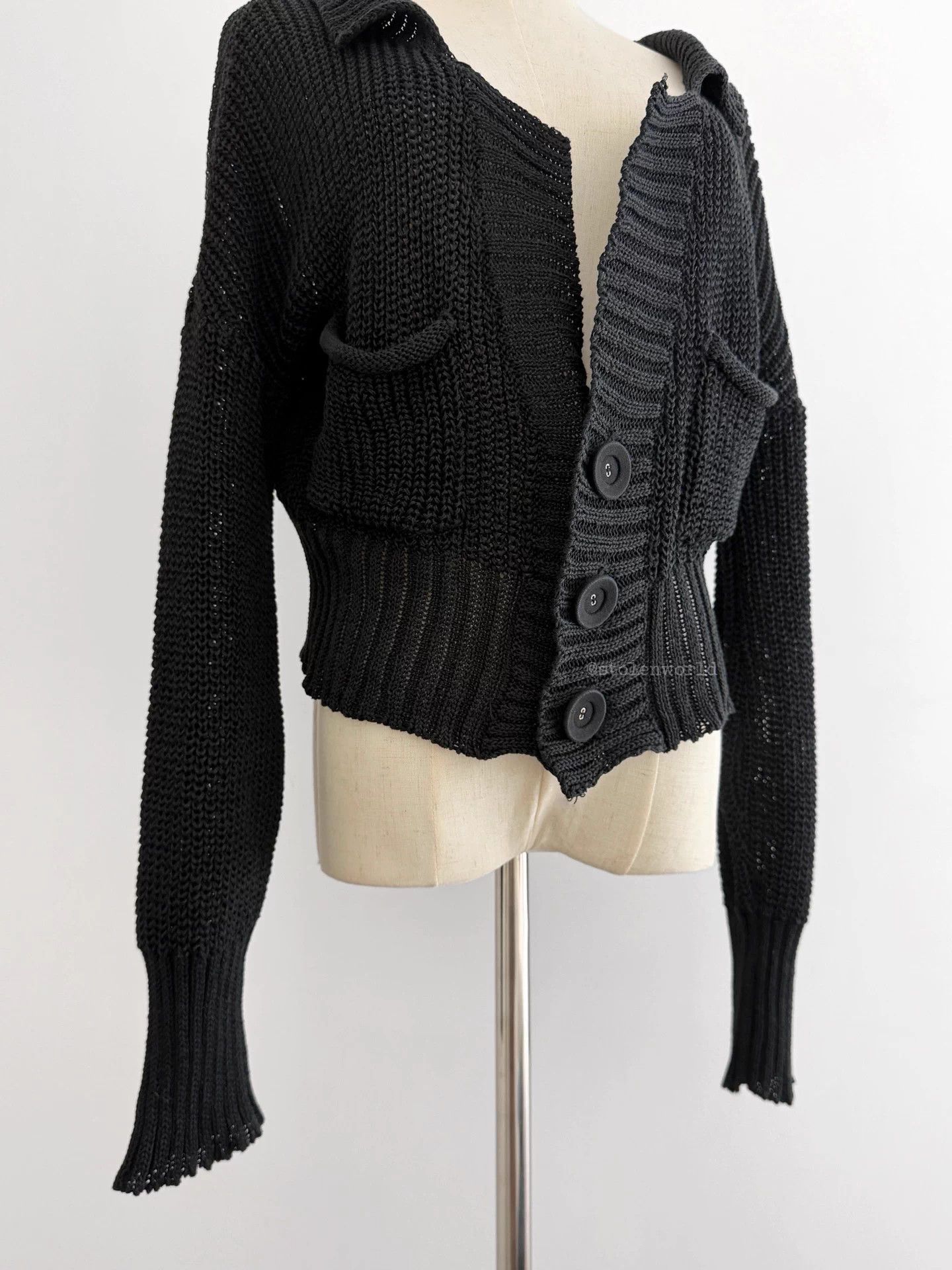 Limi Feu Limi feu black cotton knit dropped shoulder cardigan Size S / US 4 / IT 40 - 2 Thumbnail