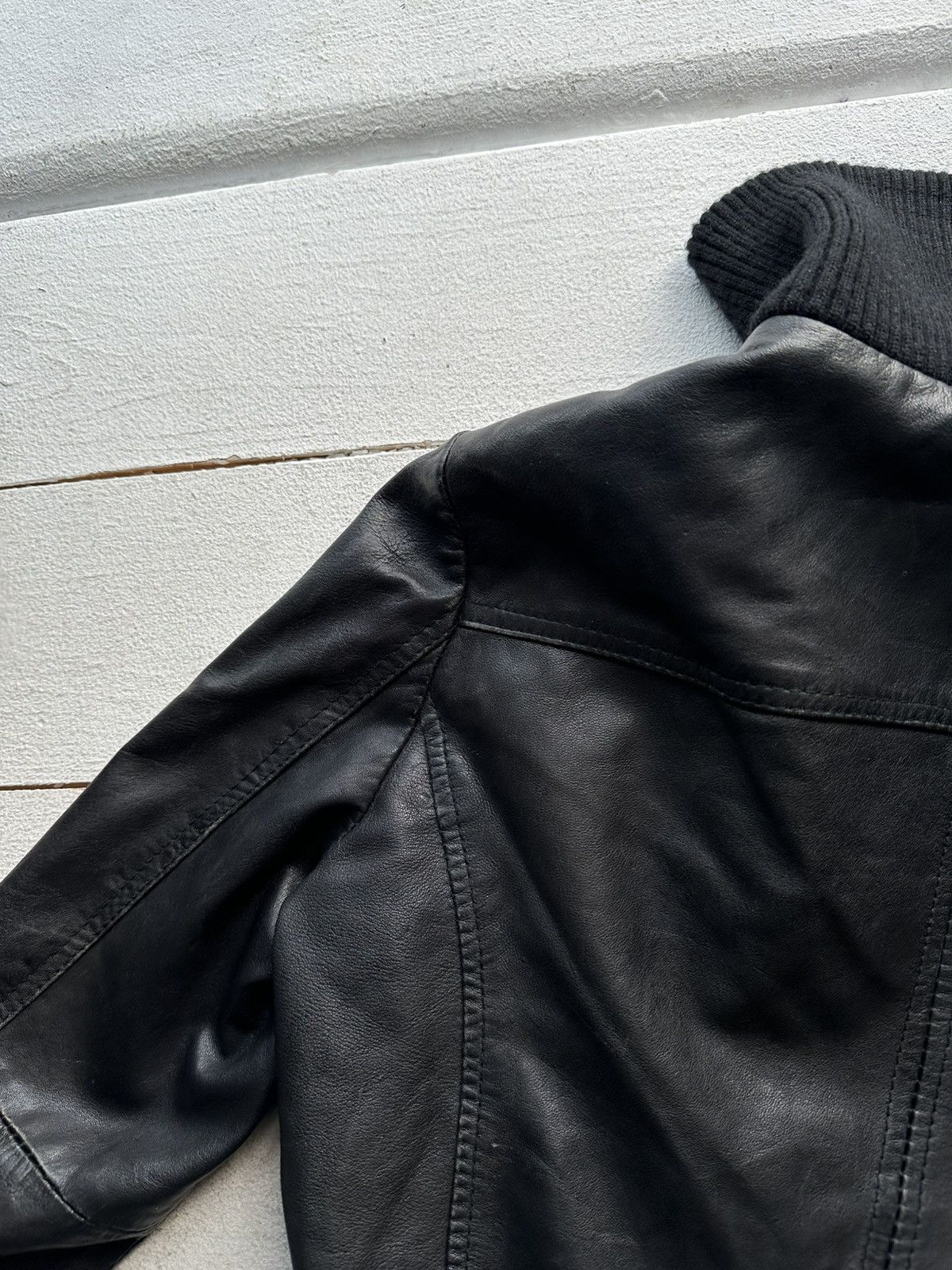 Other 🚨Y2K RICK OWENS TYPE DIRTY SLIM FIT ZIP LEATHER JACKET Size L / US 10 / IT 46 - 15 Thumbnail