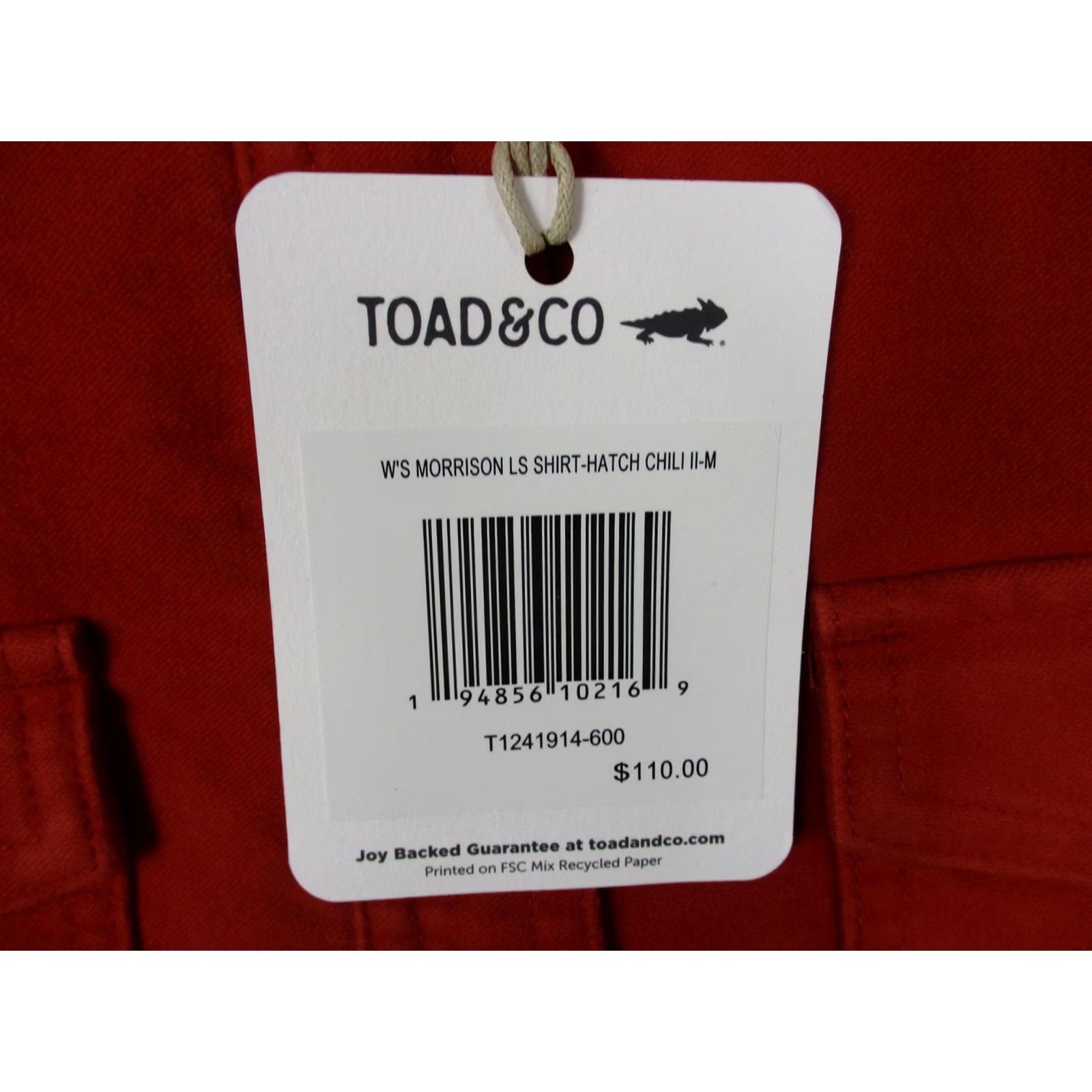 Toad&Co Toad&Co Morrison LS Shirt Womens Medium Red Organic Cotton Long Sleeve Pockets Size M / US 6-8 / IT 42-44 - 4 Thumbnail