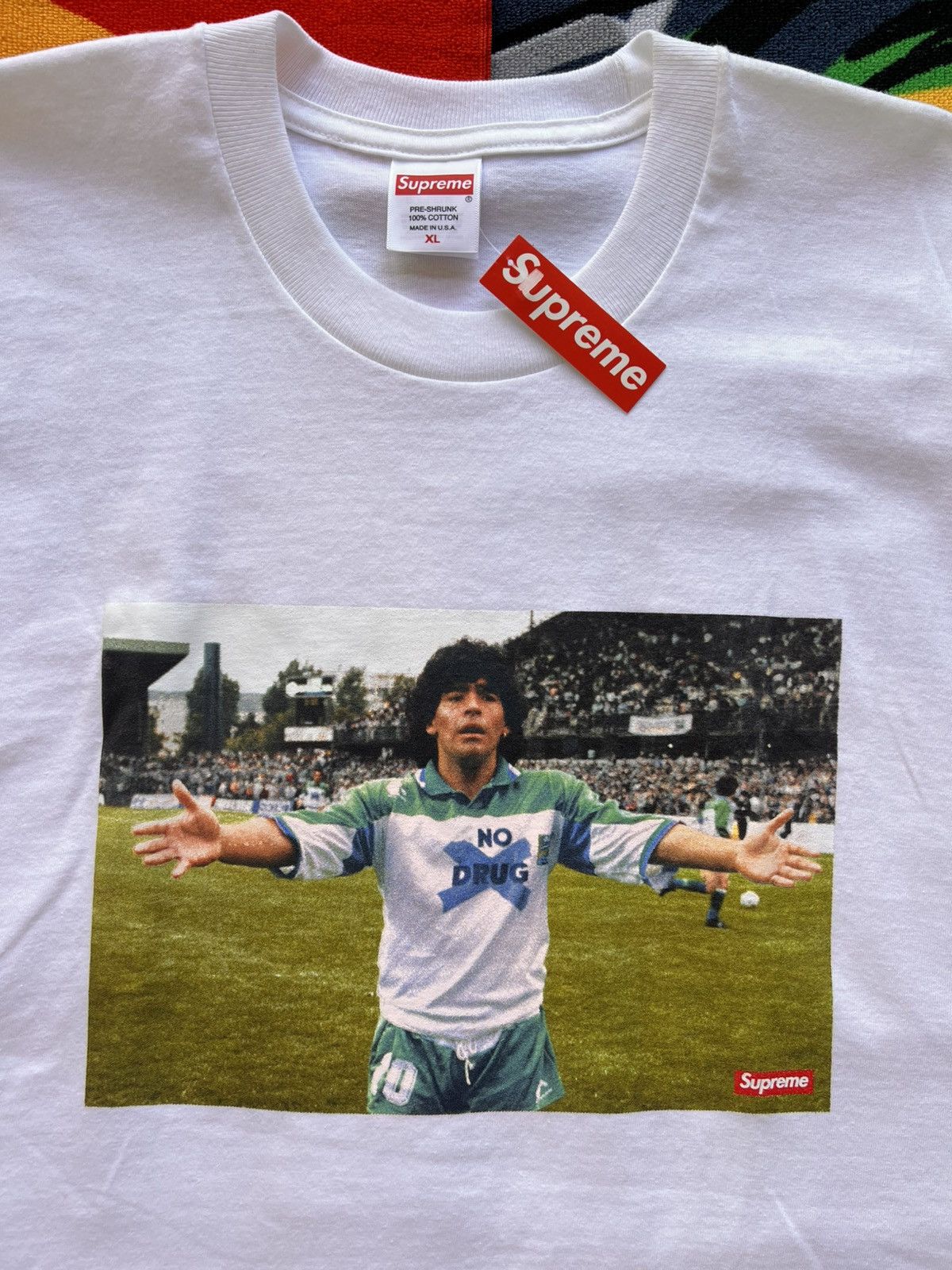 Supreme XL Supreme Maradona Tee white T-shirt football diego drugs Size US XL / EU 56 / 4 - 10 Thumbnail