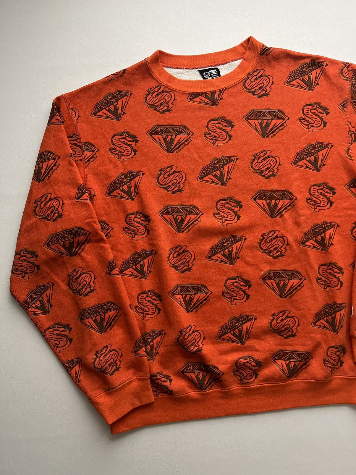 image of Billionaire Boys Club Season 3 Diamonds & Dollars Crewneck in Orange, Men's (Size Large)
