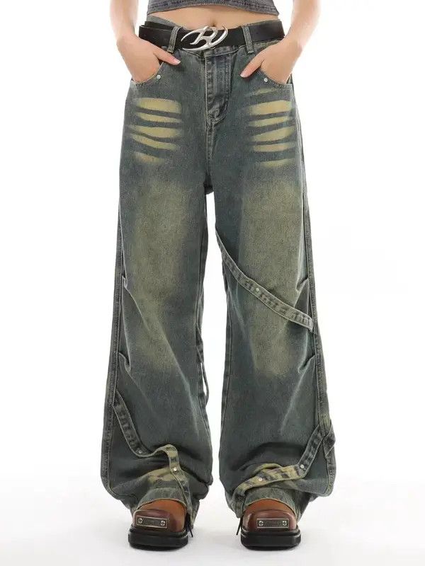 VIBE Vintage washed heavy-duty patchwork wide-leg jeans Size US 30 / EU 46 - 6 Thumbnail