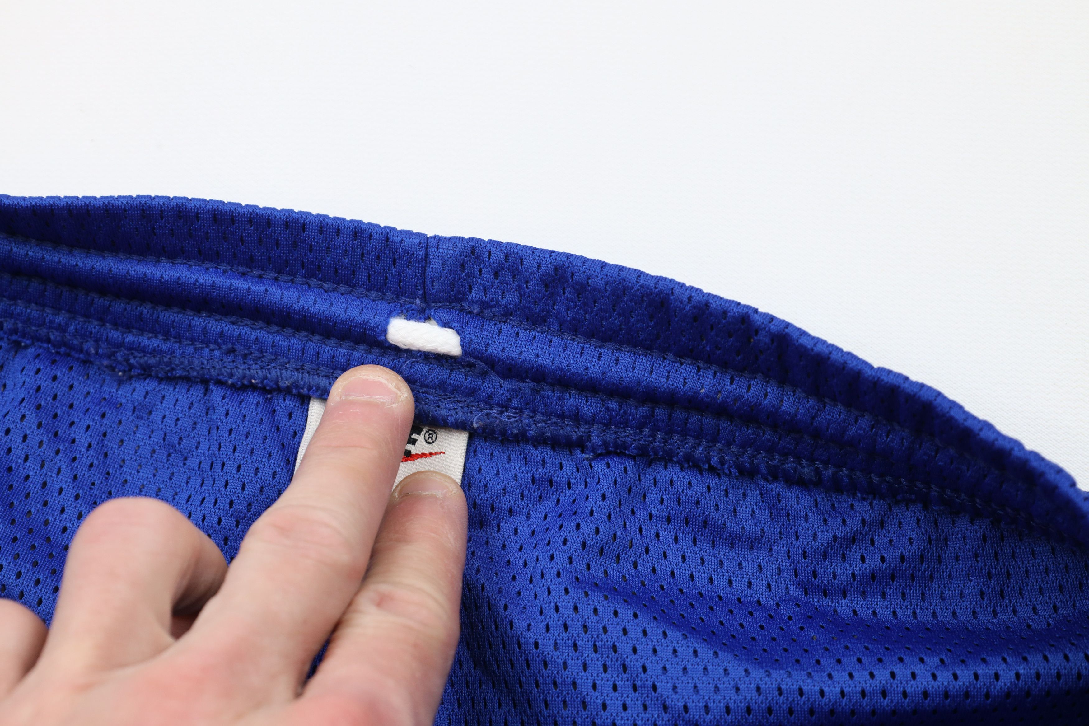 Nike × Vintage Vintage 90s Nike Mini Swoosh Above Knee Mesh Shorts Blue Size US 34 / EU 50 - 8 Thumbnail