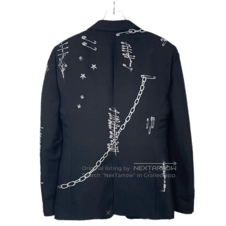 Alexander McQueen Alexander Mcqueen Pin chain jacquard lapel black wool blen Size 46R - 2 Thumbnail
