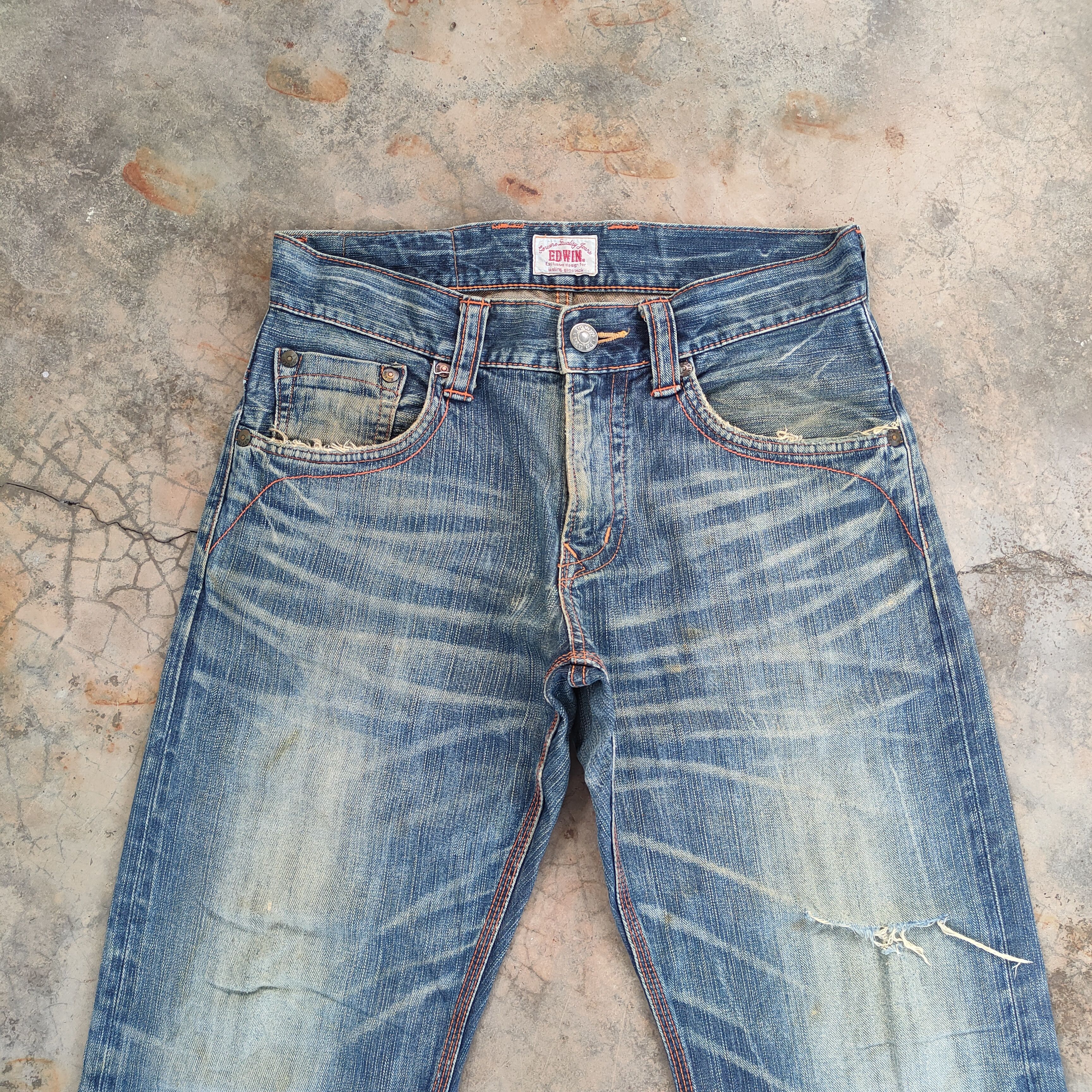 Edwin # EDWIN VINTAGE RIPPED FADED JEANS DENIM PANTS Size US 32 / EU 48 - 4 Thumbnail