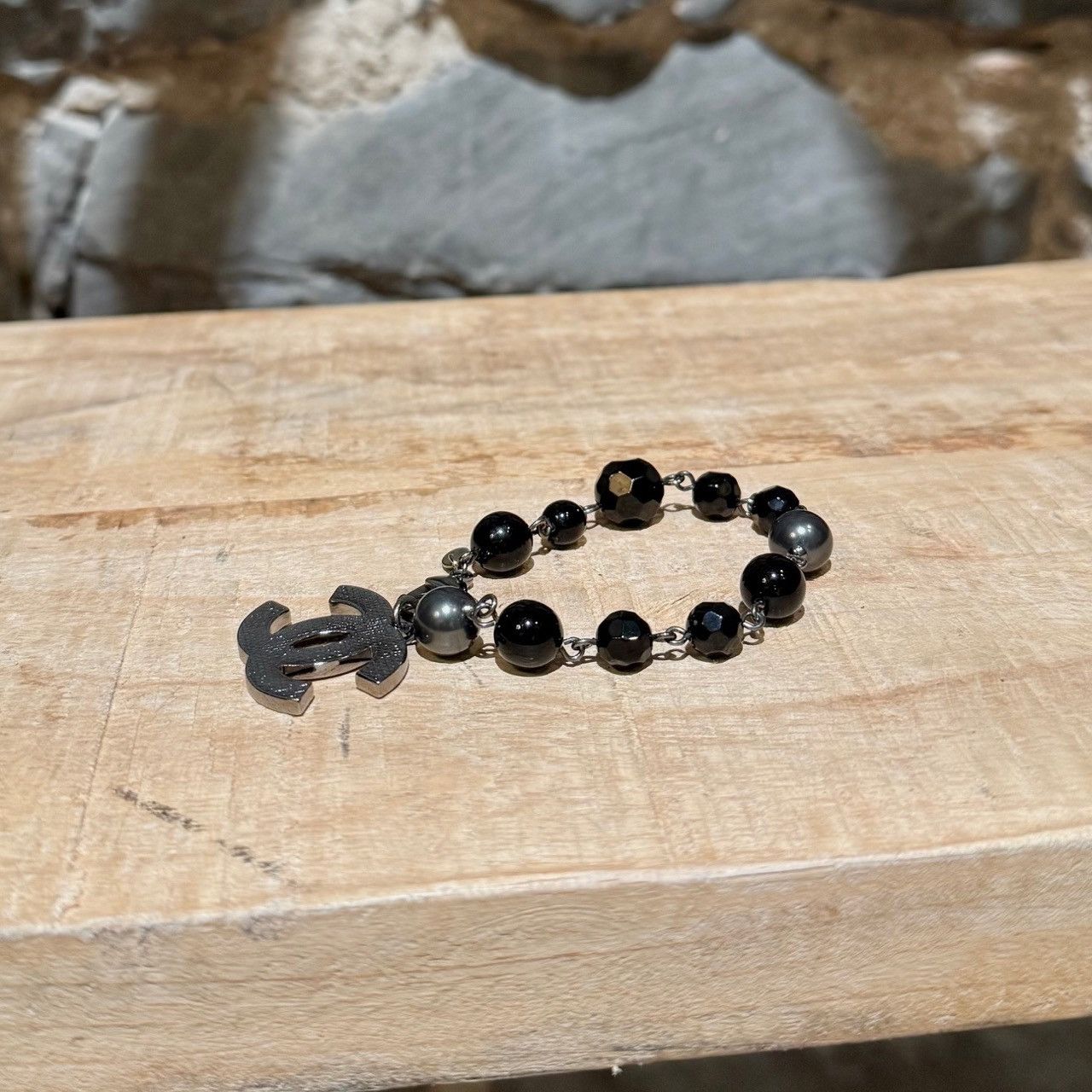 Chanel Chanel A13 Black Bead CC Charm Bracelet Size ONE SIZE - 2 Thumbnail
