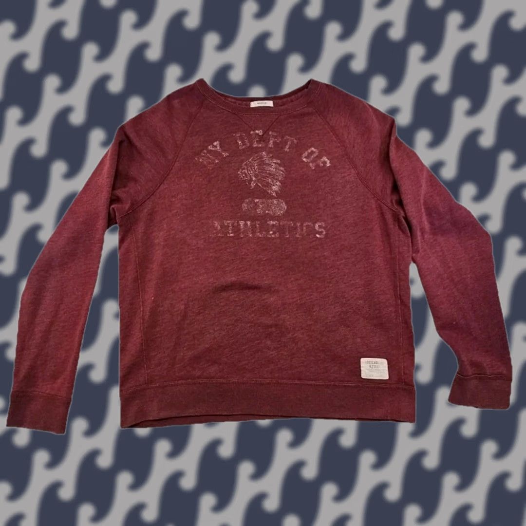 Abercrombie & Fitch Abercrombie & Fitch Sweatshirt XXL Muscle Crew Neck Burgundy NY Athletics Distressed Graphic Print Men Size US XXL / EU 58 / 5 - 1 Thumbnail