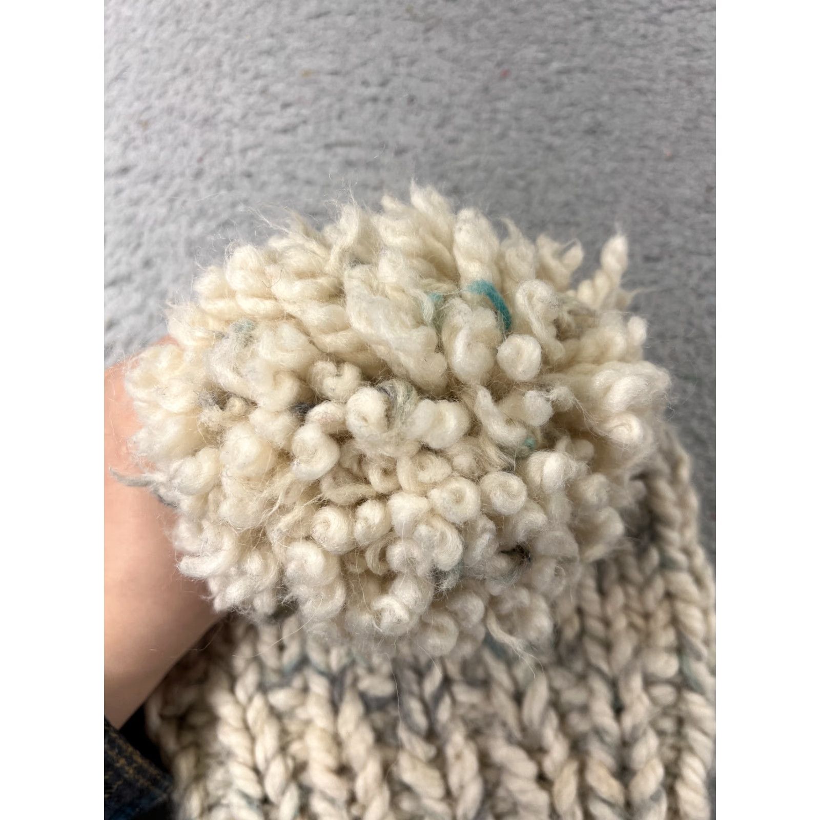 Vintage Stone Fox Beanie Womens One Size Ivory Crochet Knit Pom Acrylic Blend Hat Beanie Womens Stone Fox Size ONE SIZE - 3 Thumbnail