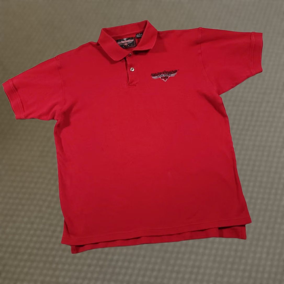 Harley Davidson VINTAGE Harley-Davidson Cafe Polo Shirt Mens XL Red Embroidered New York Biker Motorcycle Logo Size US XL / EU 56 / 4 - 1 Thumbnail
