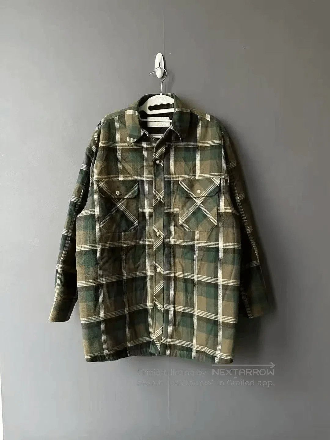 Celine Plaid Triomphe Gold Buckle Padded Jacket.