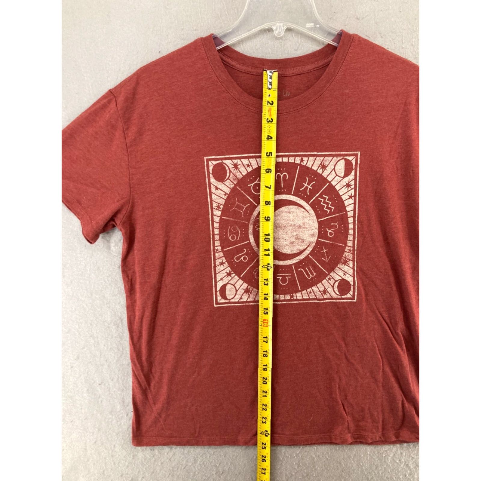 Vintage Zoe Liv Womens TShirt XL Red Zodiac Boho Celestial Moon Graphic Print Crew Neck Short Sleeve Casual Jersey Cotton Vintage No Size XL / US 12-14 / IT 48-50 - 3 Thumbnail