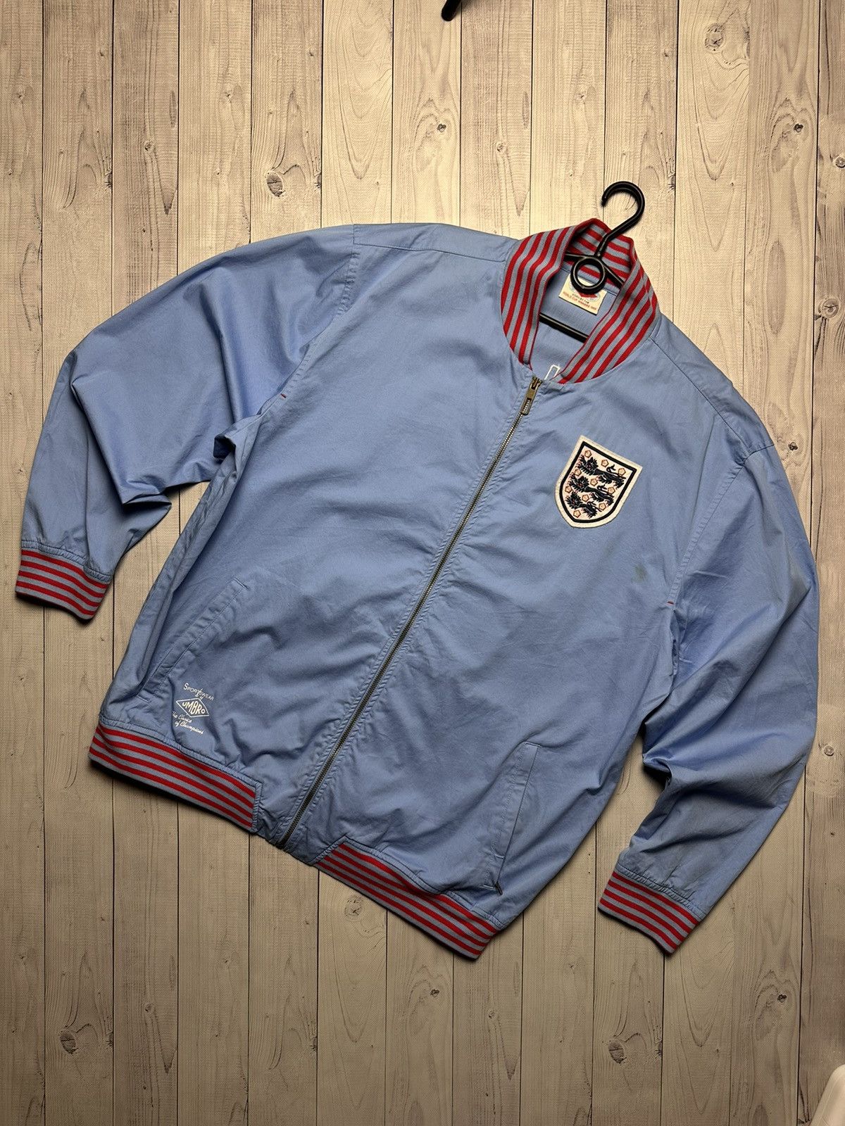 image of Soccer Jersey x Umbro Vintage Umbro England Soccer Jacket Bomber Size Xxl Blue, Men's