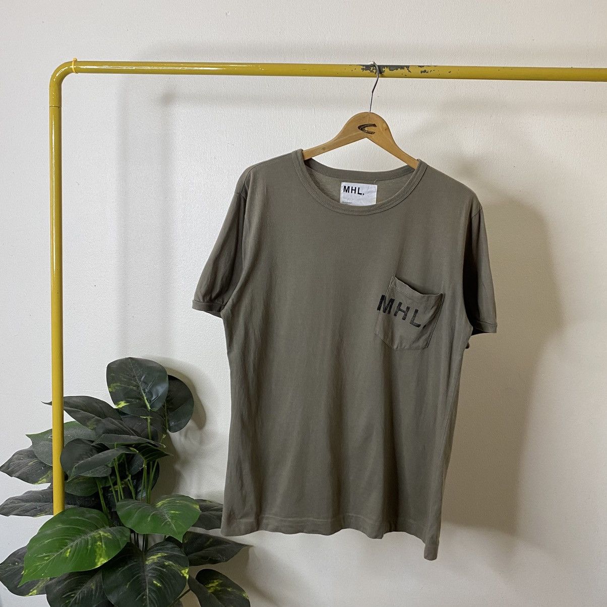 Margaret Howell MHL Singlet Pocket Olive T Shirt