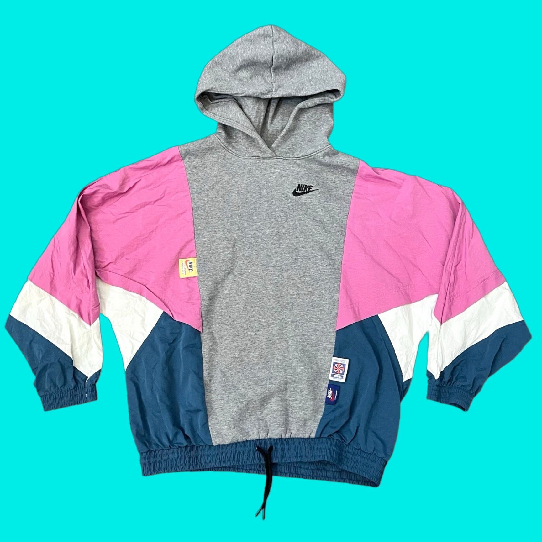 Nike Sportswear Hoodie Womens XS Pullover Sweatshirt Colorblock Multicolor Logo Swoosh Hooded Pockets Activewear Casual Travel