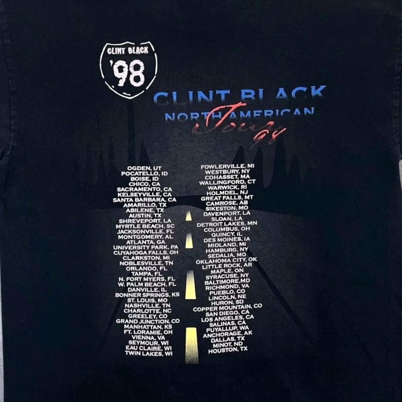 Vintage VINTAGE Clint Black "North American Tour 1998" T-Shirt Large Black Mens Graphic Print Front Back Shirt Size US L / EU 52-54 / 3 - 5 Thumbnail