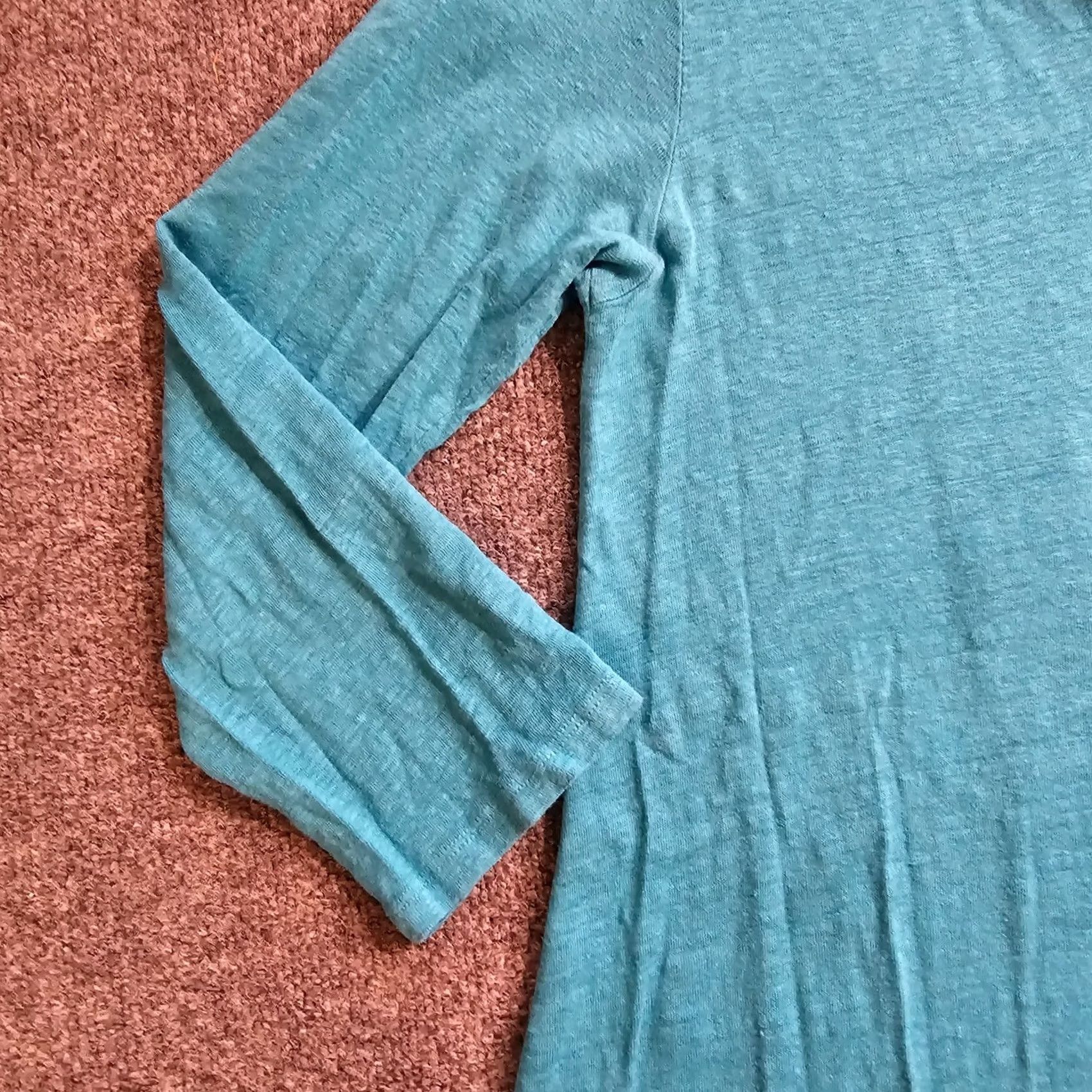 Habitat Habitat Dress Womens Large Green Teal Linen V-Neck 3/4 Sleeve A-Line Knee Length Beach Casual Size L / US 10 / IT 46 - 4 Thumbnail