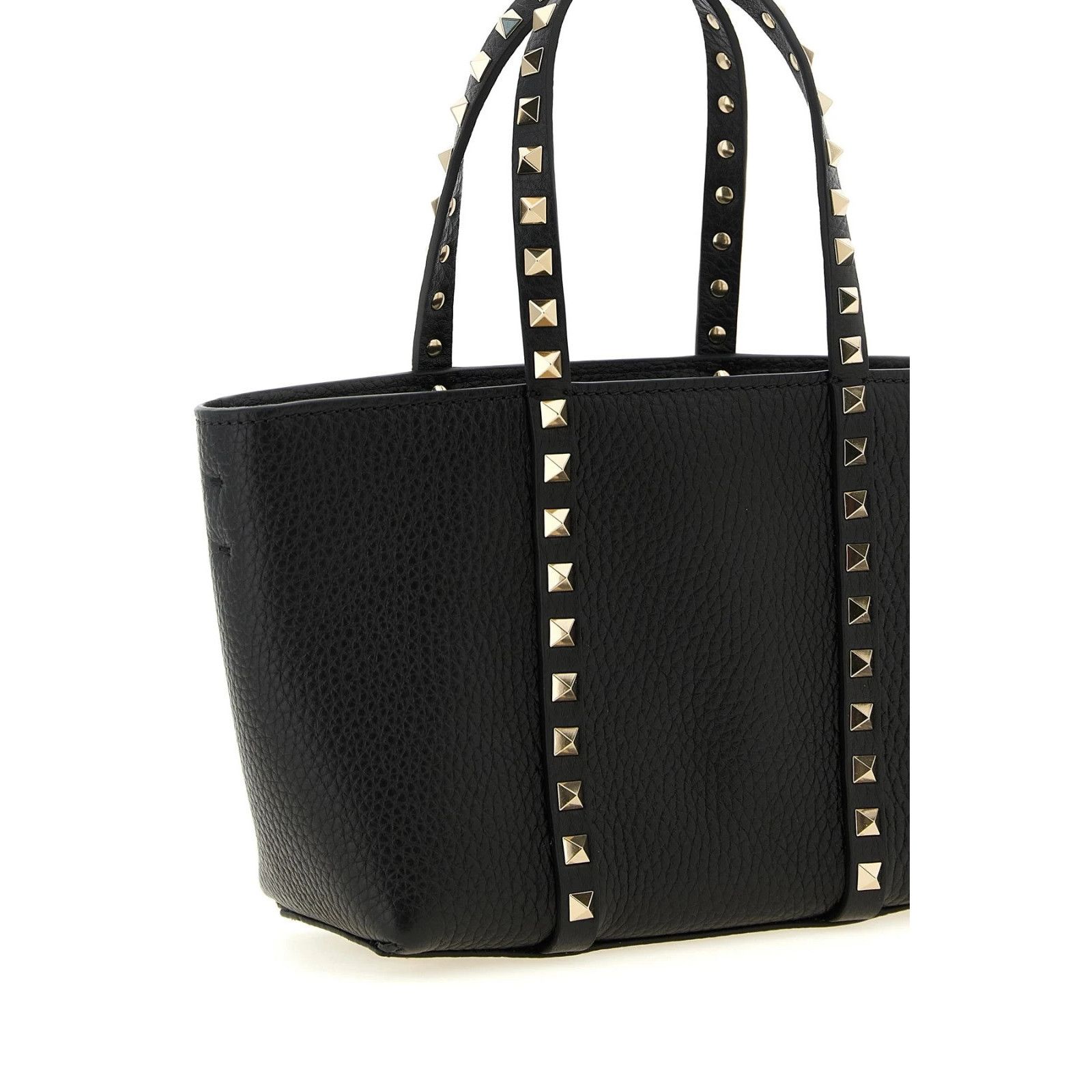 Valentino VALENTINO GARAVANI Rockstud Black Grained Leather Shopping B Size ONE SIZE - 3 Thumbnail
