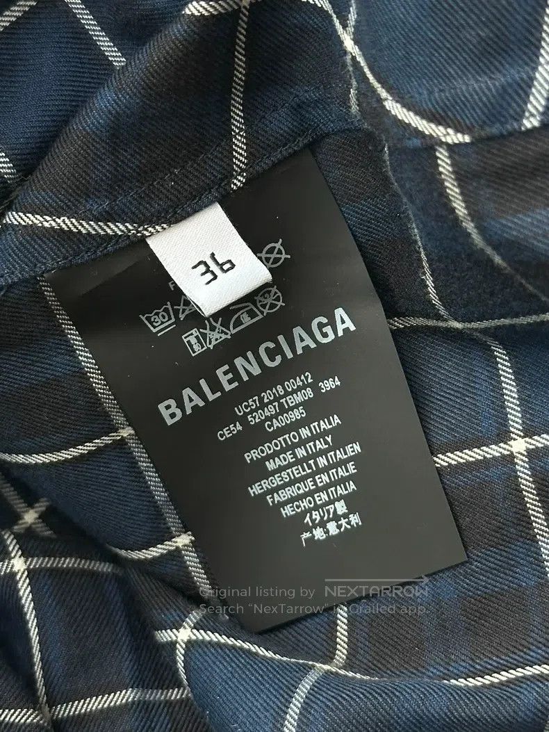 Balenciaga Balenciaga Back Logo Printed Plaid Long Sleeve Shirt Size XS / US 0-2 / IT 36-38 - 3 Thumbnail