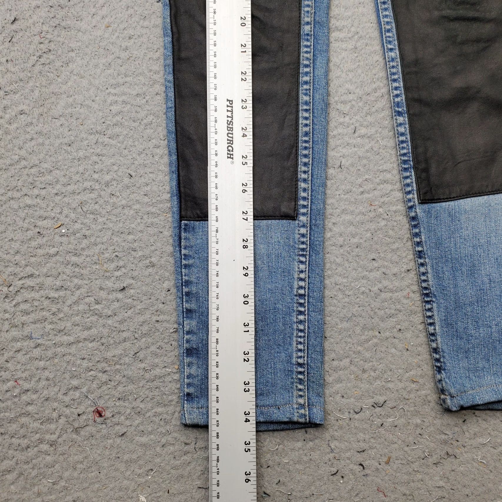 Vintage Ay Not Dead Jeans Womens 24 Blue Denim Leather Knee Patches Skinny Streetwear Womens Size 24 Jeans Size 42" / US 20 - 3 Thumbnail