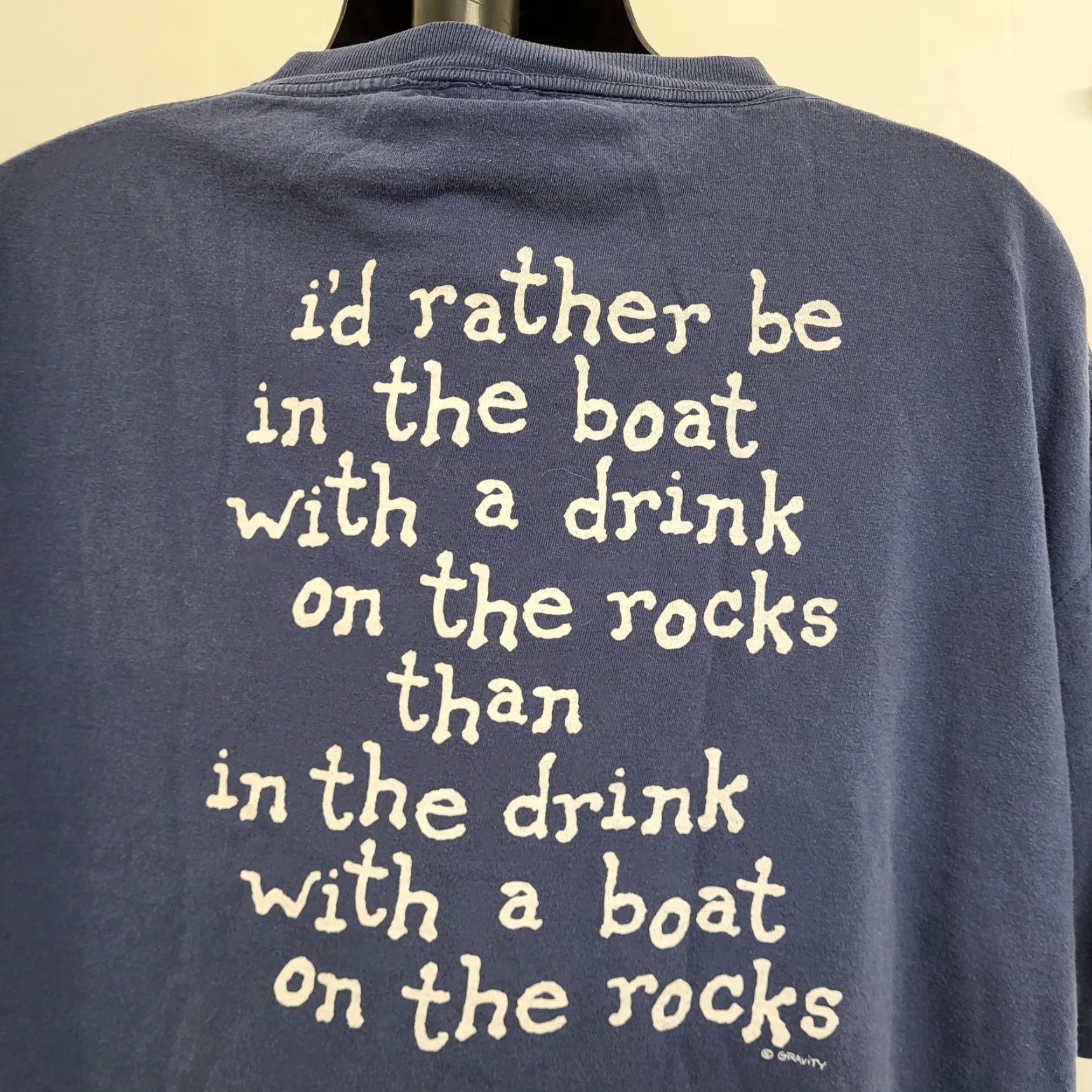Vintage VINTAGE Gravity Graphic T-Shirt Men XL Blue "I'd Rather Be In The Boat" St. Croix Drinking Shirt Size US XL / EU 56 / 4 - 4 Thumbnail