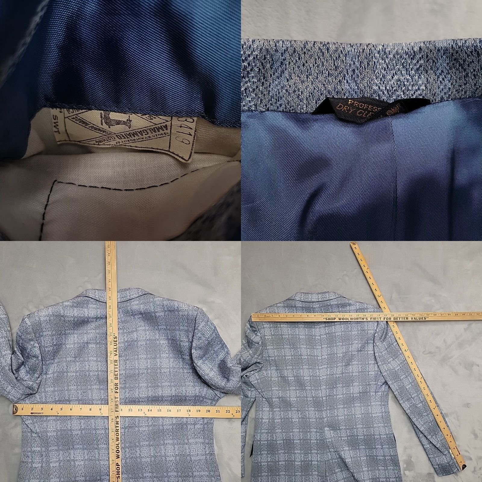 Vintage VINTAGE Missoula Montana Blazer Mens Medium Blue Plaid Sport Coat Made in USA Shirt Size 40R - 8 Thumbnail