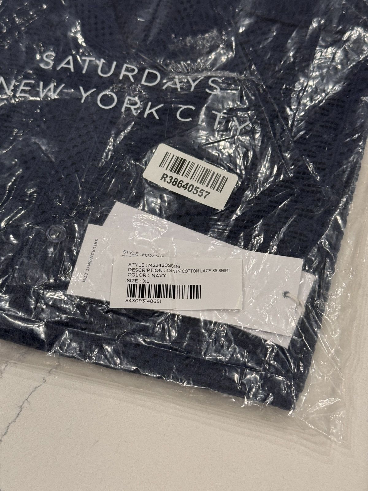 Saturdays NYC Saturdays NYC Navy Blue Canty Cotton Lace SS Shirt Size XL Size US XL / EU 56 / 4 - 3 Thumbnail