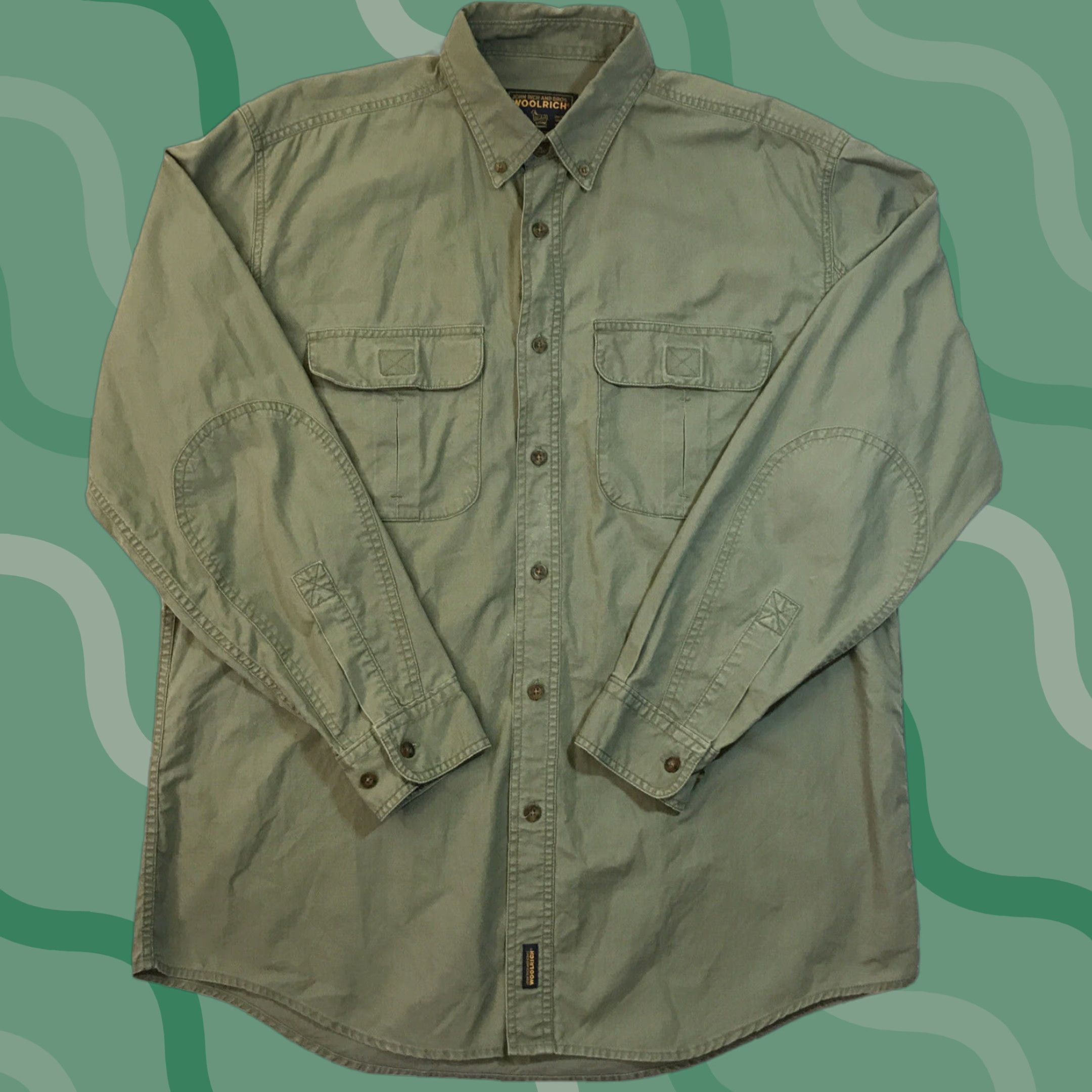 Vintage VINTAGE Woolrich Button Up Shirt Outdoor Green Large Mens Long Sleeve Pockets Size US L / EU 52-54 / 3 - 1 Thumbnail