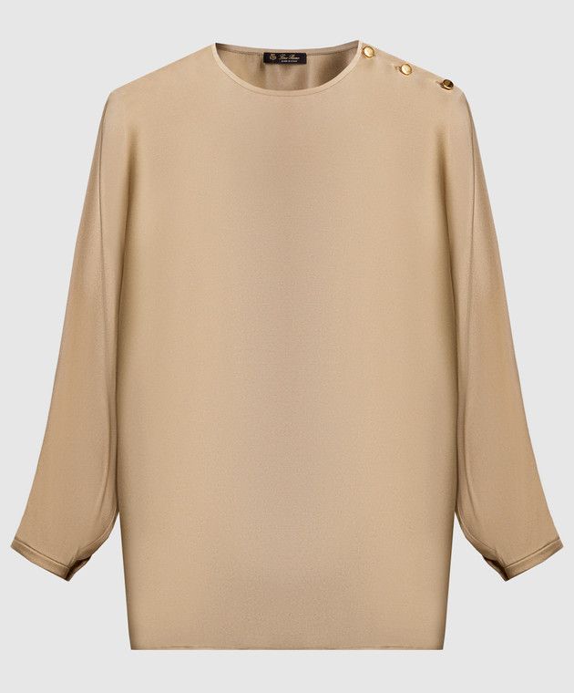 Loro Piana o1srvl11e0725 FAN6756 Softly Cut Silk Blouse in Beige Size M / US 6-8 / IT 42-44 - 1 Thumbnail