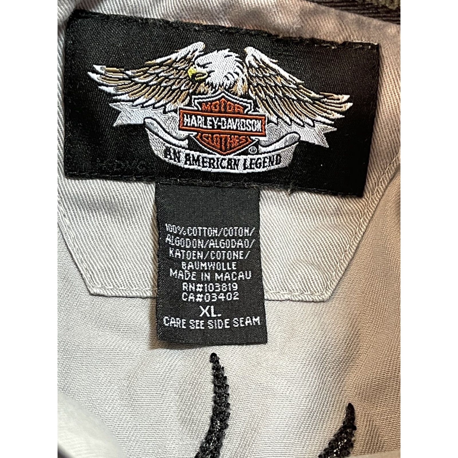 Harley Davidson Harley-Davidson Button-Up Work Shirt Men's Short Sleeve Gray XL Biker Logo Size US XL / EU 56 / 4 - 3 Thumbnail