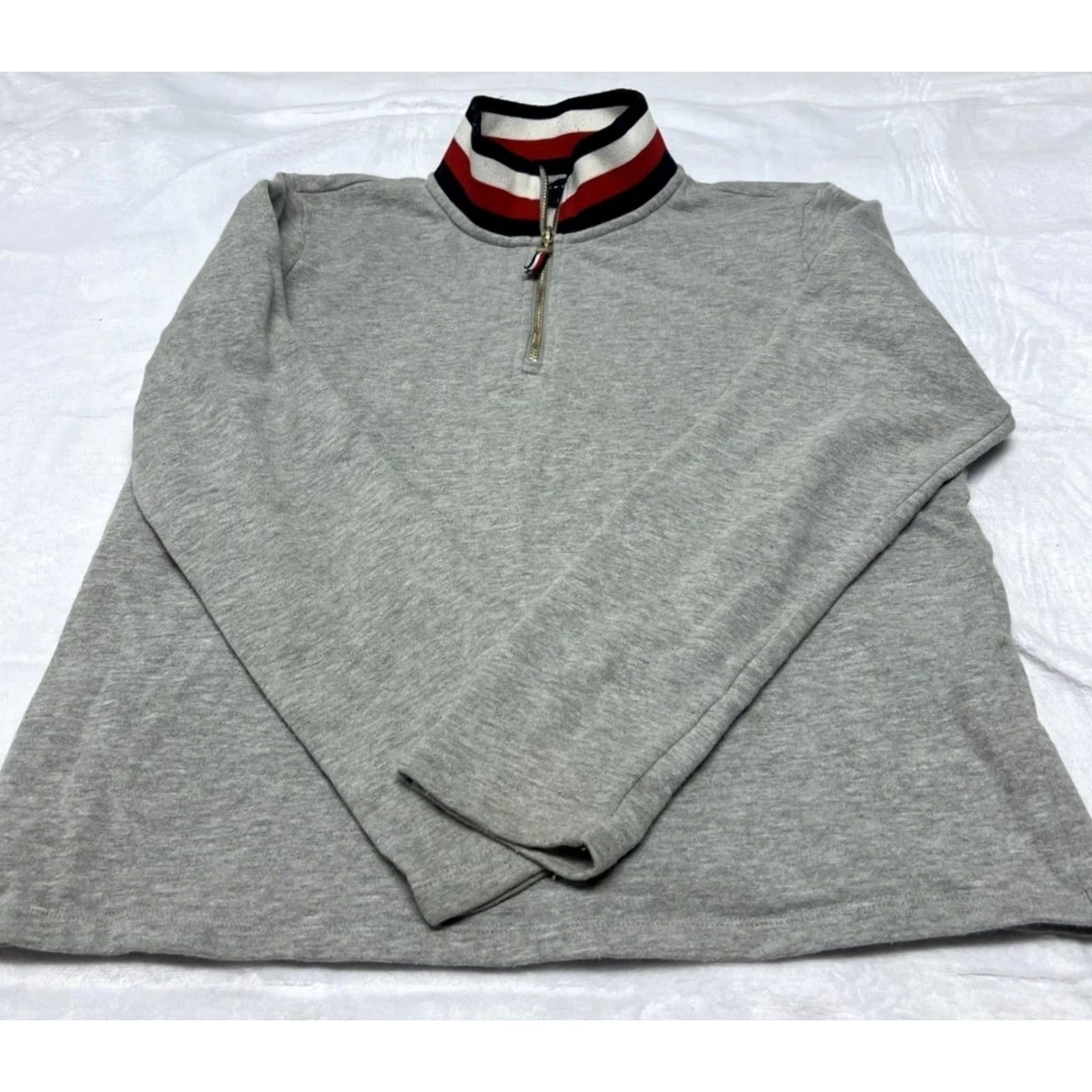 Tommy Hilfiger Tommy Hilfiger Men’s Medium Gray Quarter Zip Fleece Pullover Sweater Cotton Blend Logo Zipper Mens Size US M / EU 48-50 / 2 - 2 Thumbnail