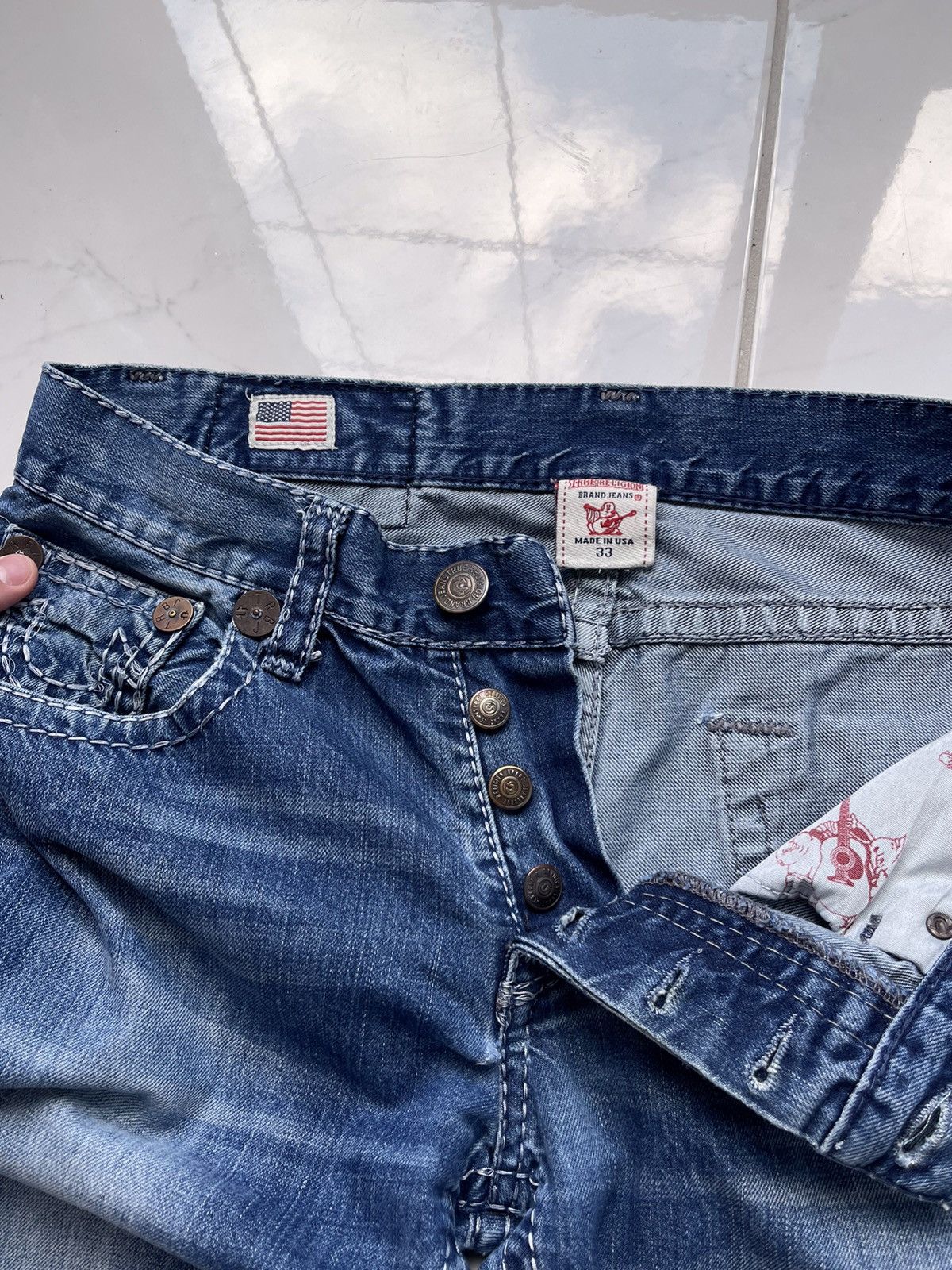 True Religion Vintage Y2k True Religion Rare Jeans TRASHED Size US 33 - 8 Thumbnail