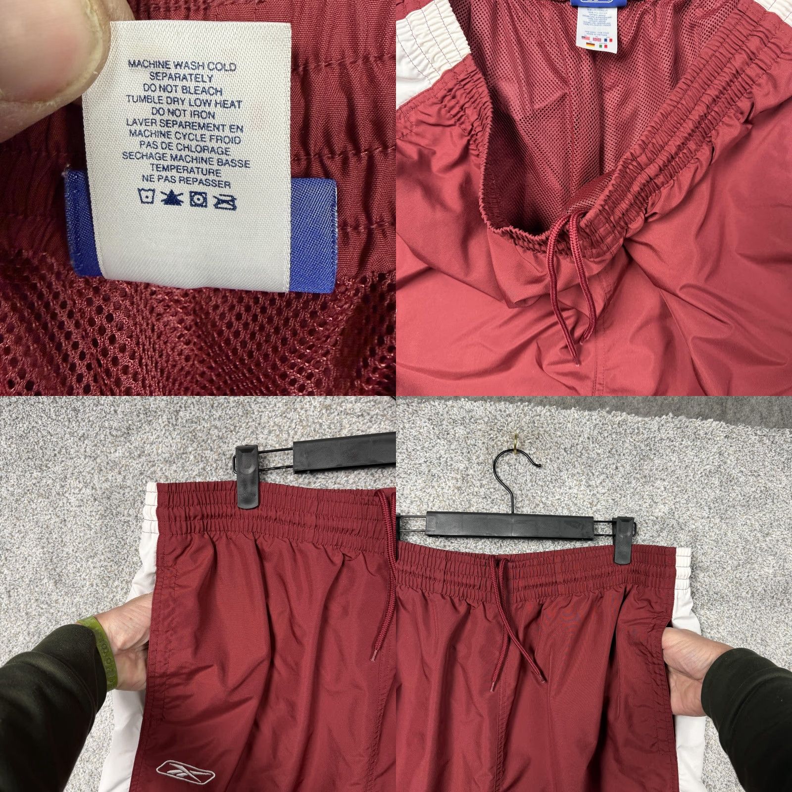 Reebok VINTAGE Reebok Track Pants Mens XL Red Side Stripe Zip Ankle Pockets Athletic Slim Straight Size US 36 / EU 52 - 8 Thumbnail